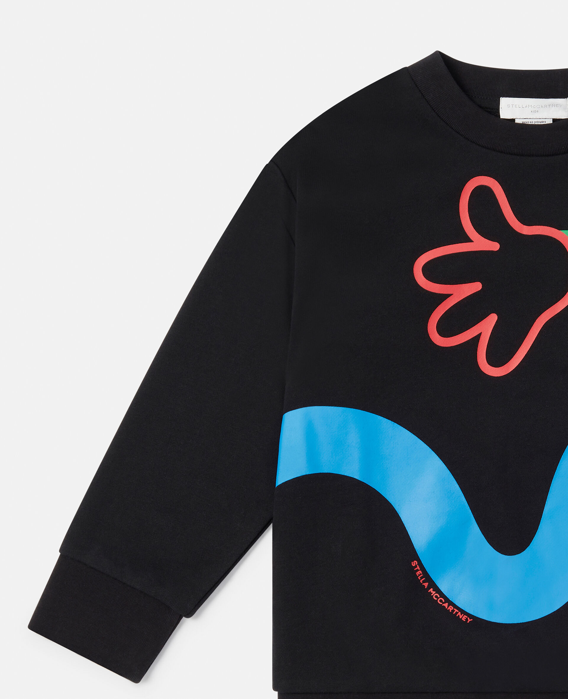 Dancing Hands Print Oversized Sweatshirt-Black-model Dancing Hands Print Oversized Sweatshirt-Black-model
