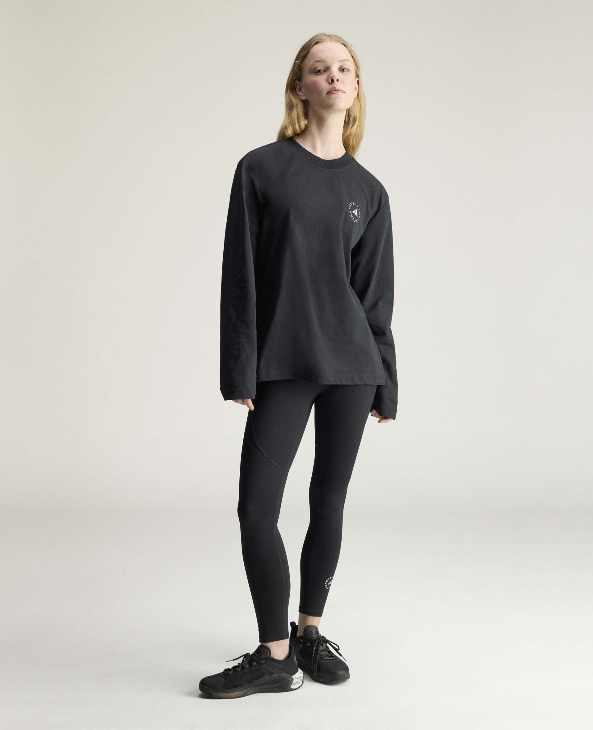 T shirt classique a manches longues avec logo-Noir-large image number 4