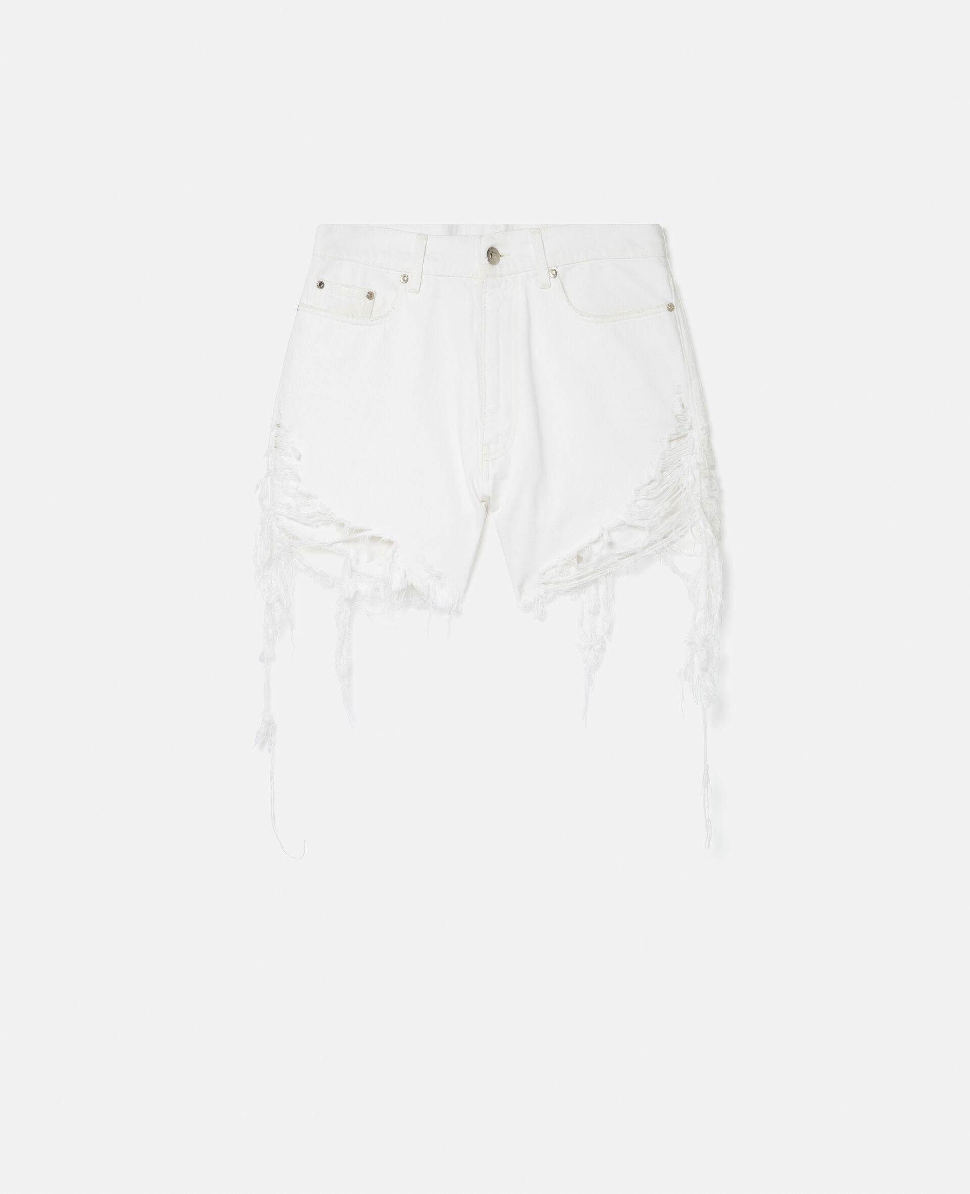 Deconstructed Denim Shorts-White-large image number 0