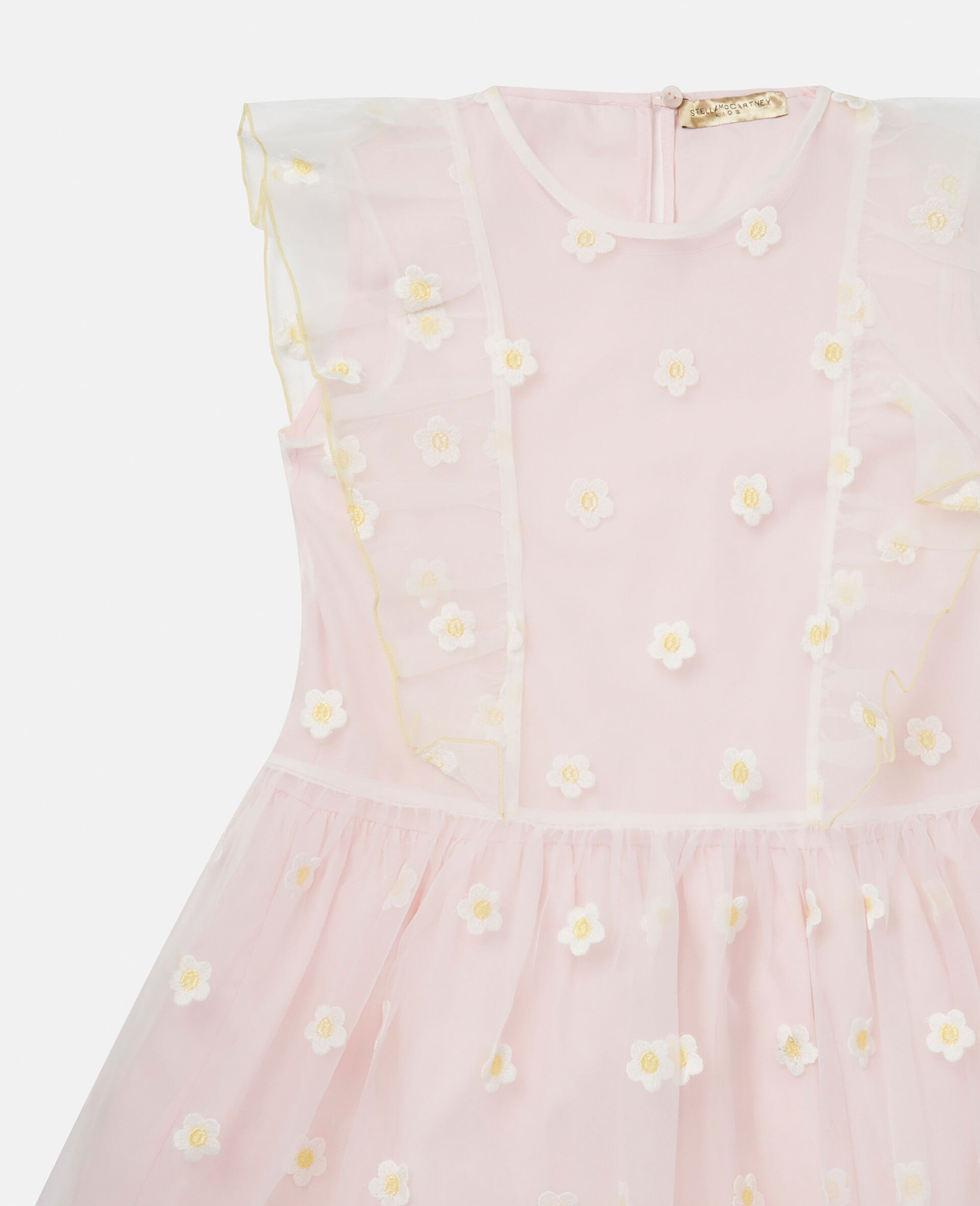 雏菊刺绣欧根纱连衣裙-橙色-large image number 1