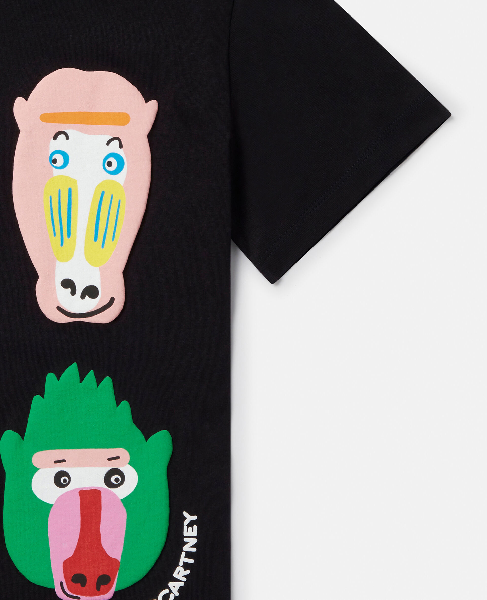 Monkey Family Print T-Shirt-Black-large image number 1