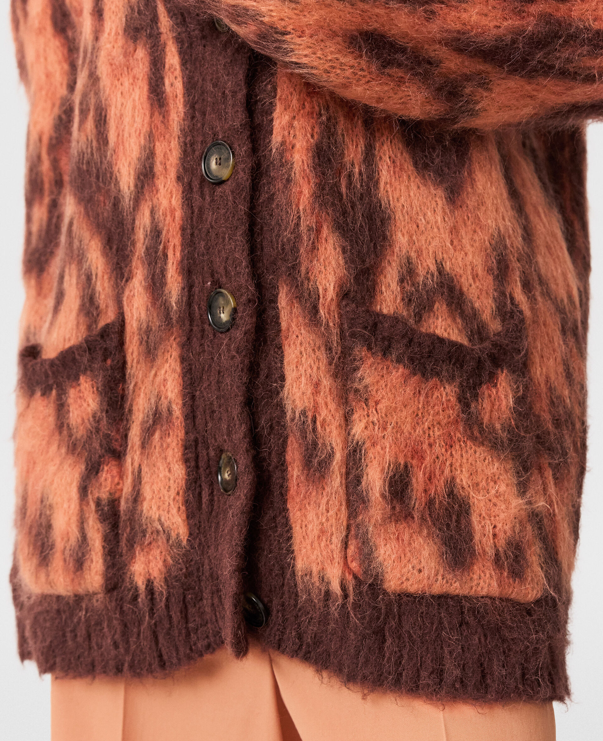 Cloud Leopard V-Neck Cardigan-Brown-large image number 2