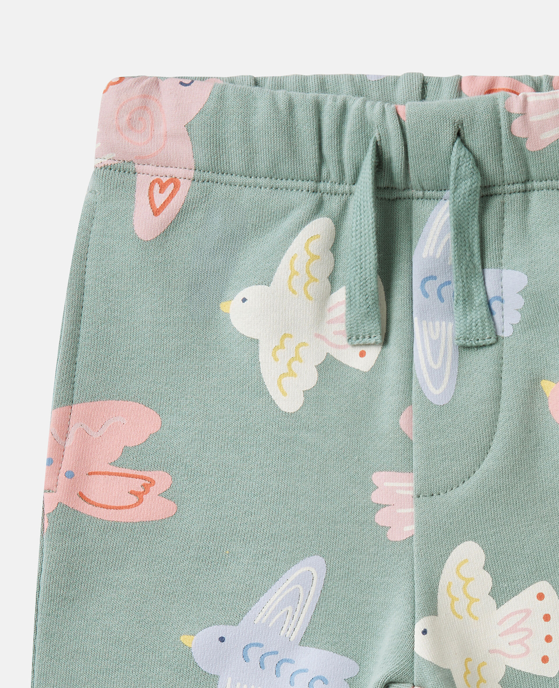 Dove Print Drawstring Joggers-Grey-medium