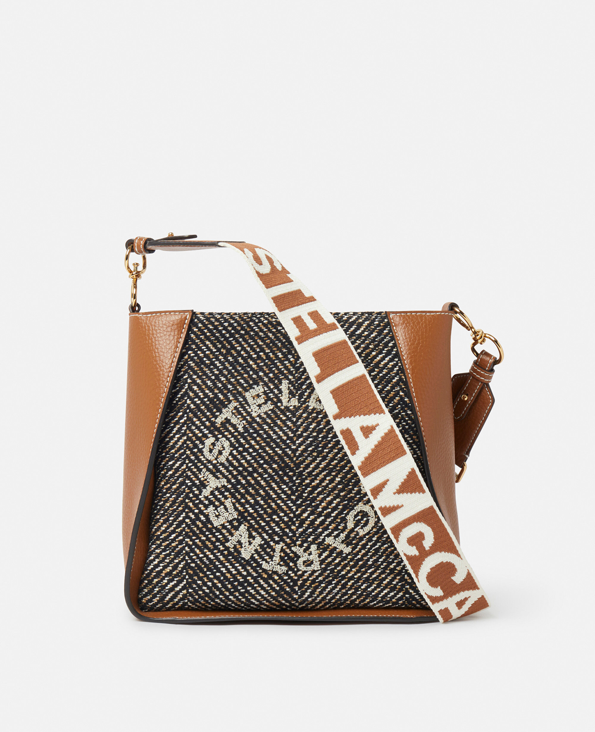 Women Black Pecan Stella Logo Herringbone Weave Shoulder Bag