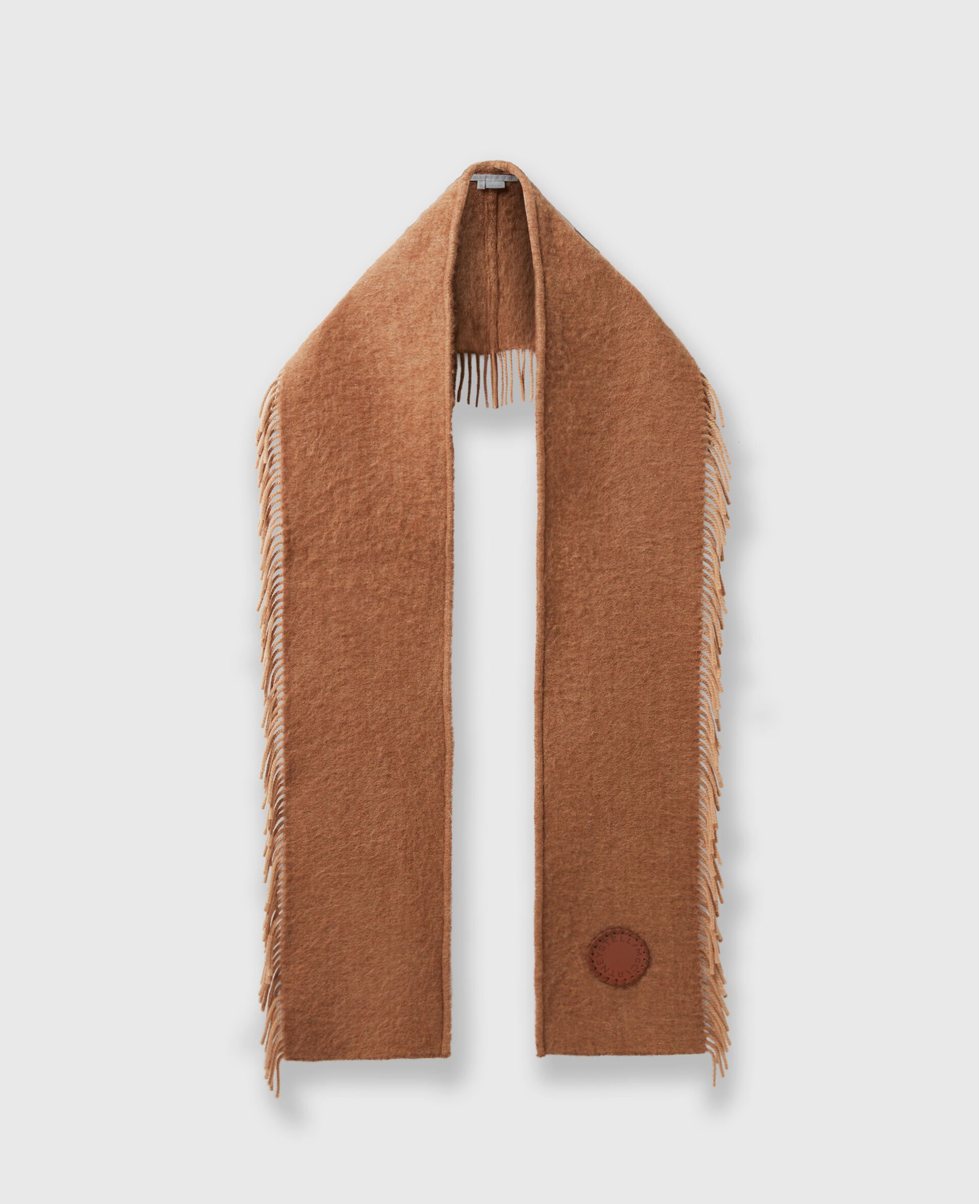 Fringed Logo Scarf-Brown-medium