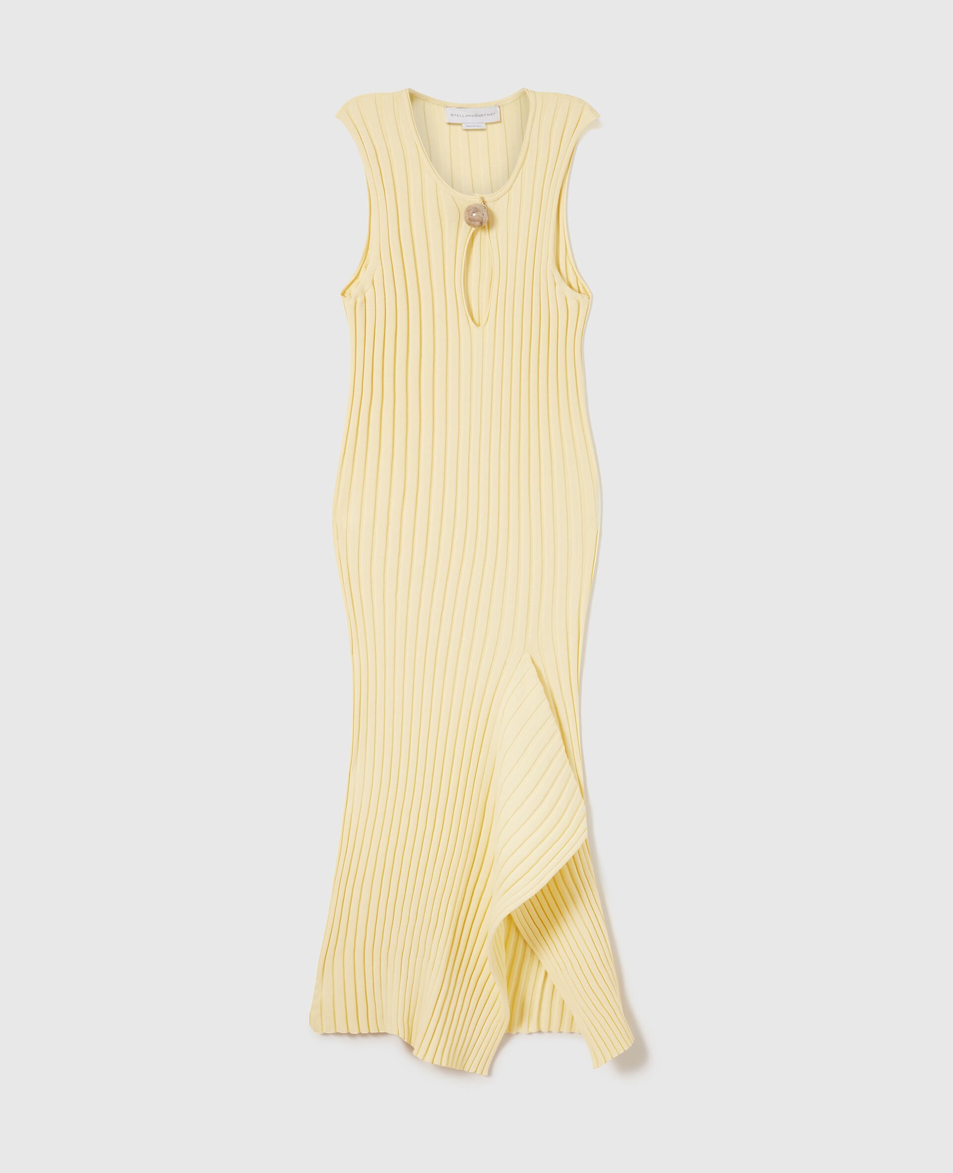 Cotton Ribbed Dress-Yellow-medium