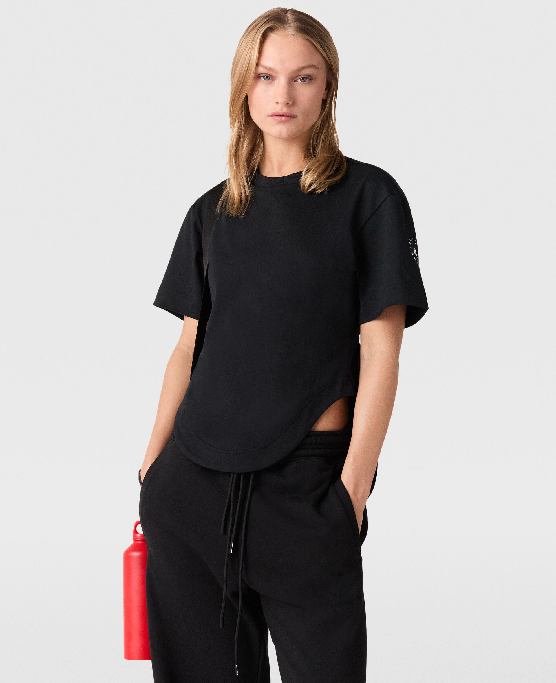 TrueLife Sportswear Curved Hem T-Shirt-Black-model