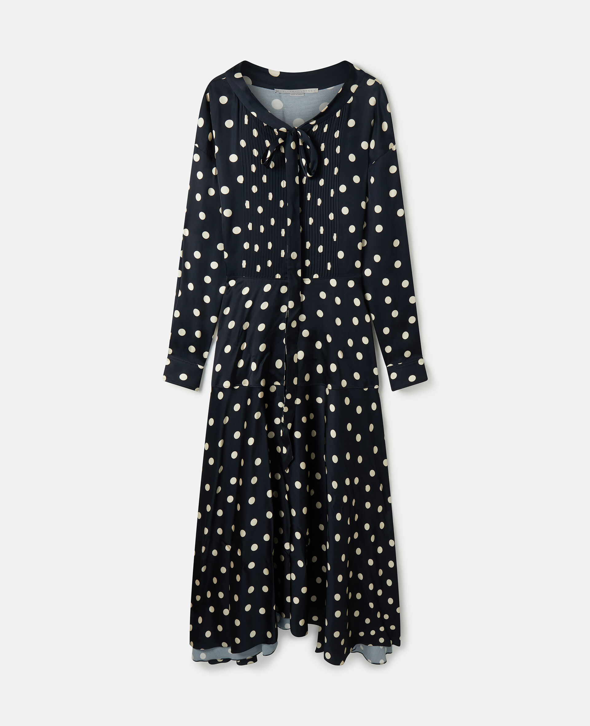 Long-Sleeve Polka Dot Maxi Dress-Black-medium