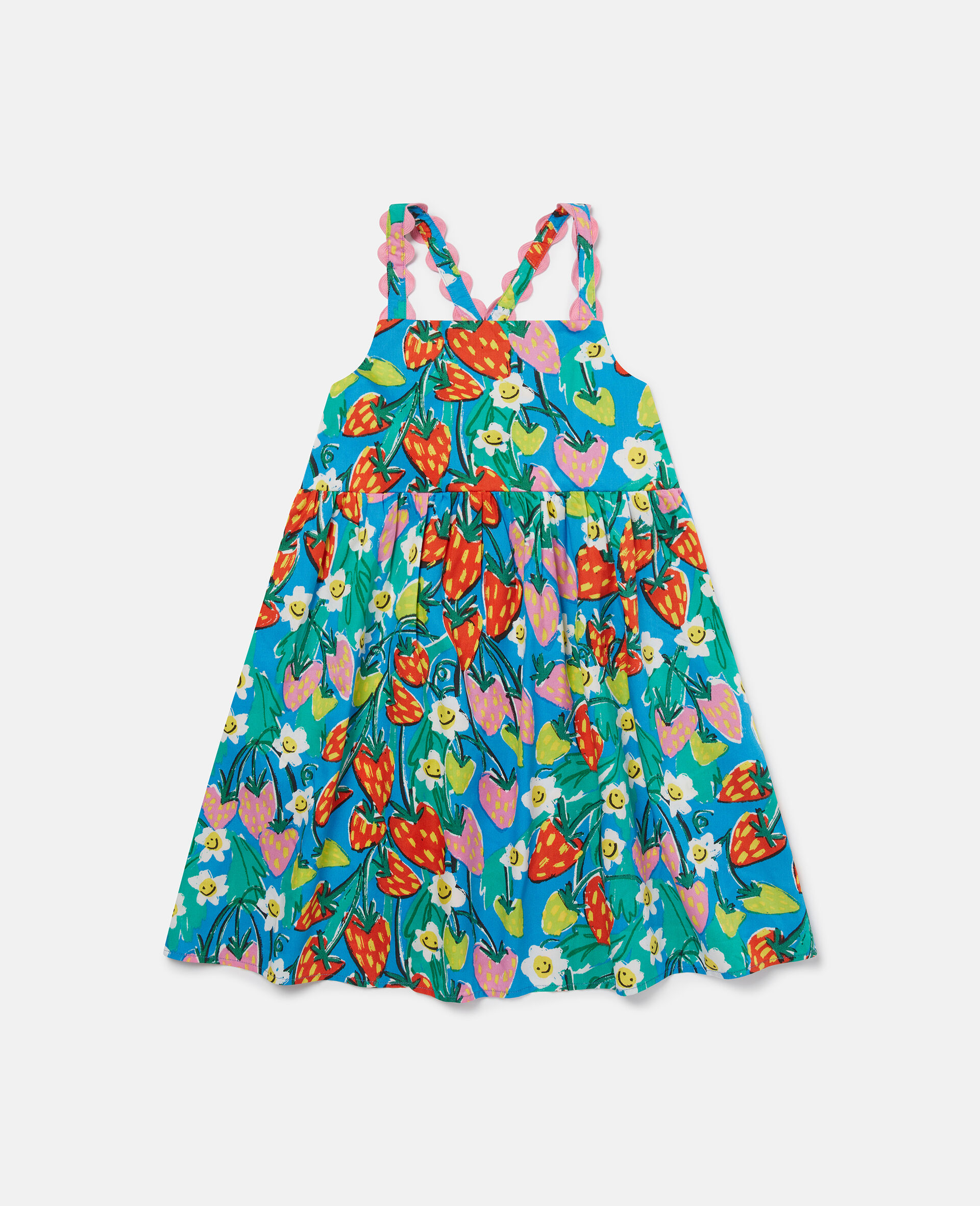 草莓印花无袖连衣裙-绿色-large image number 0