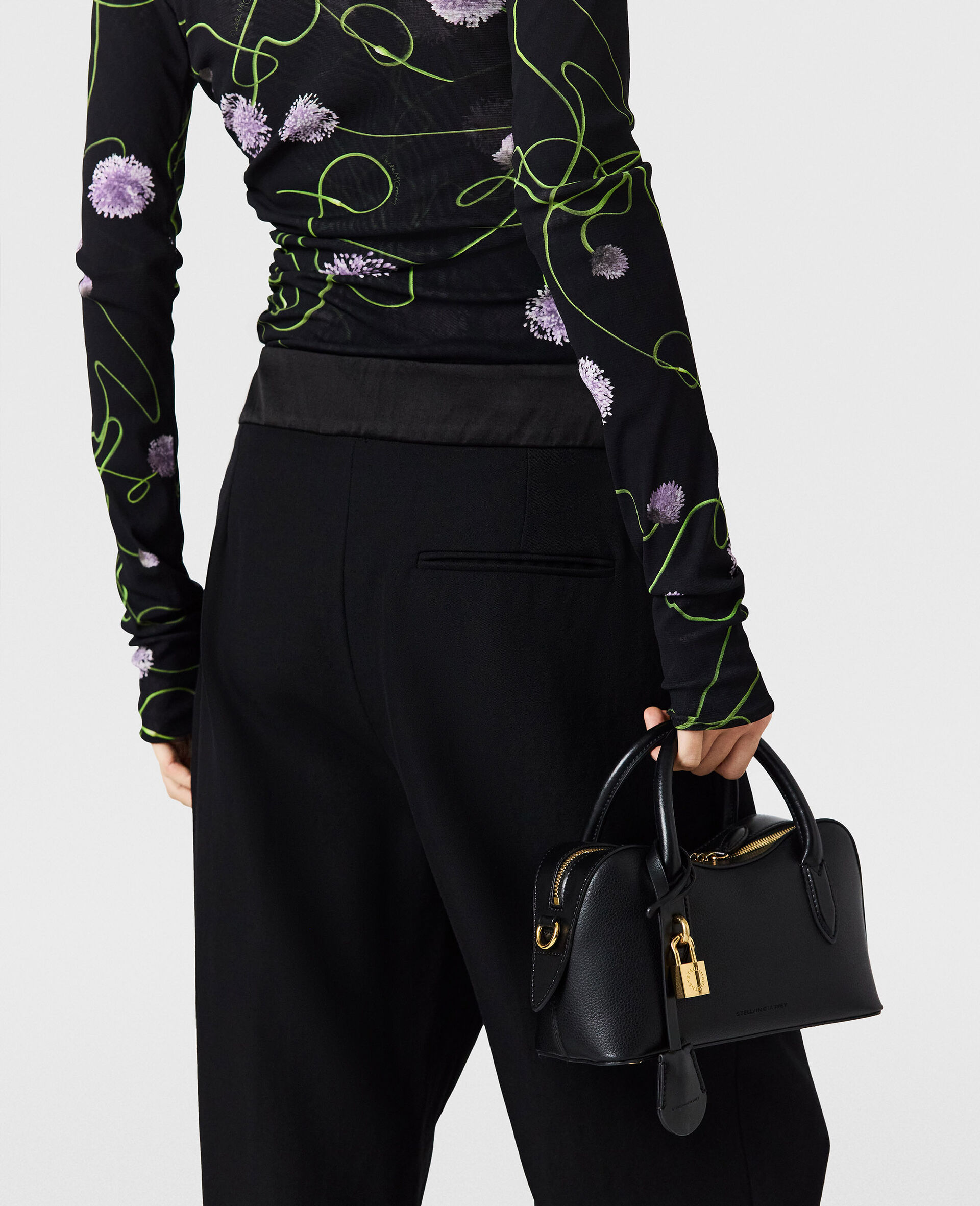 Mesh Twisted Floral Top-Black-large image number 4