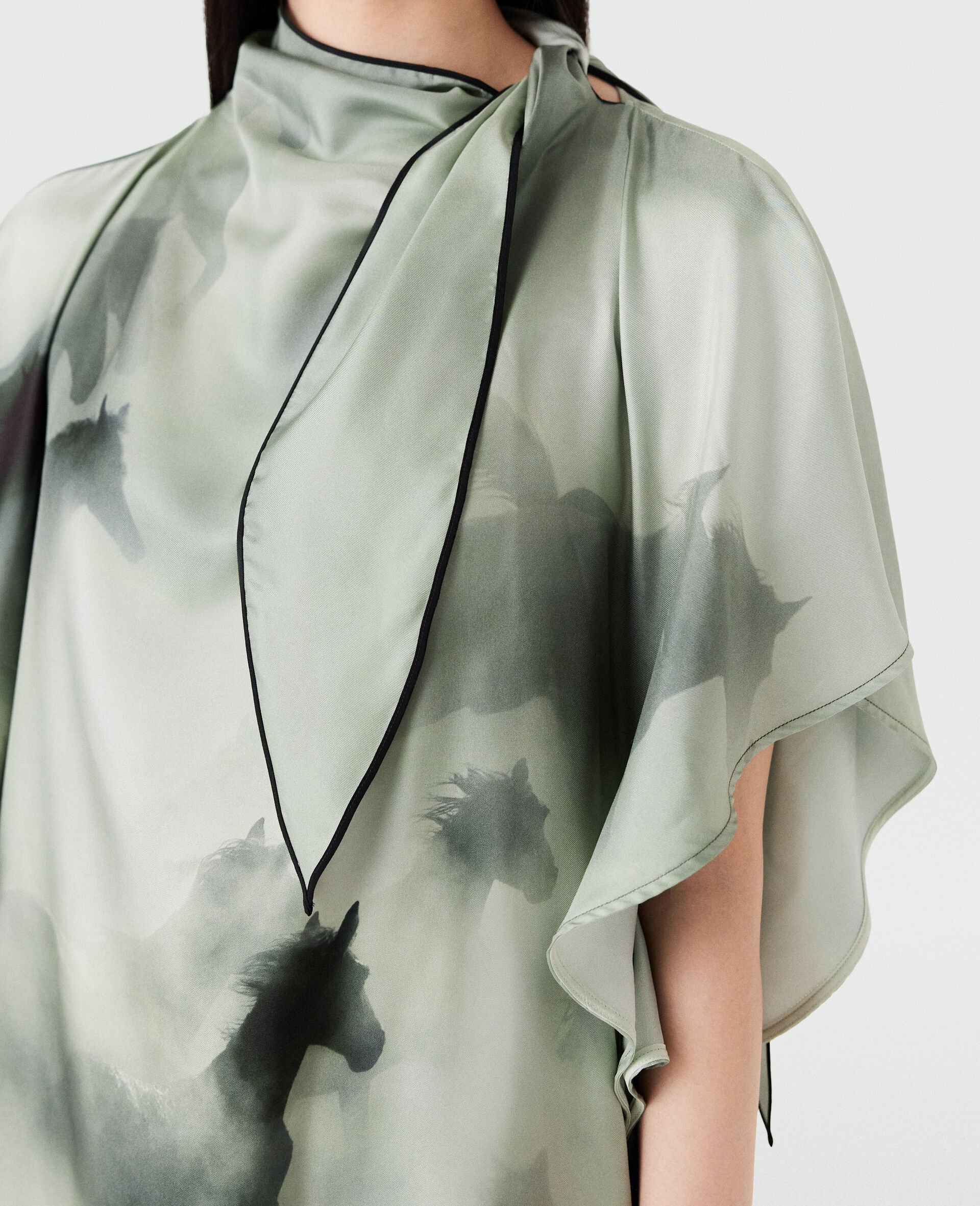 Horse Print Dress-Green-large image number 2