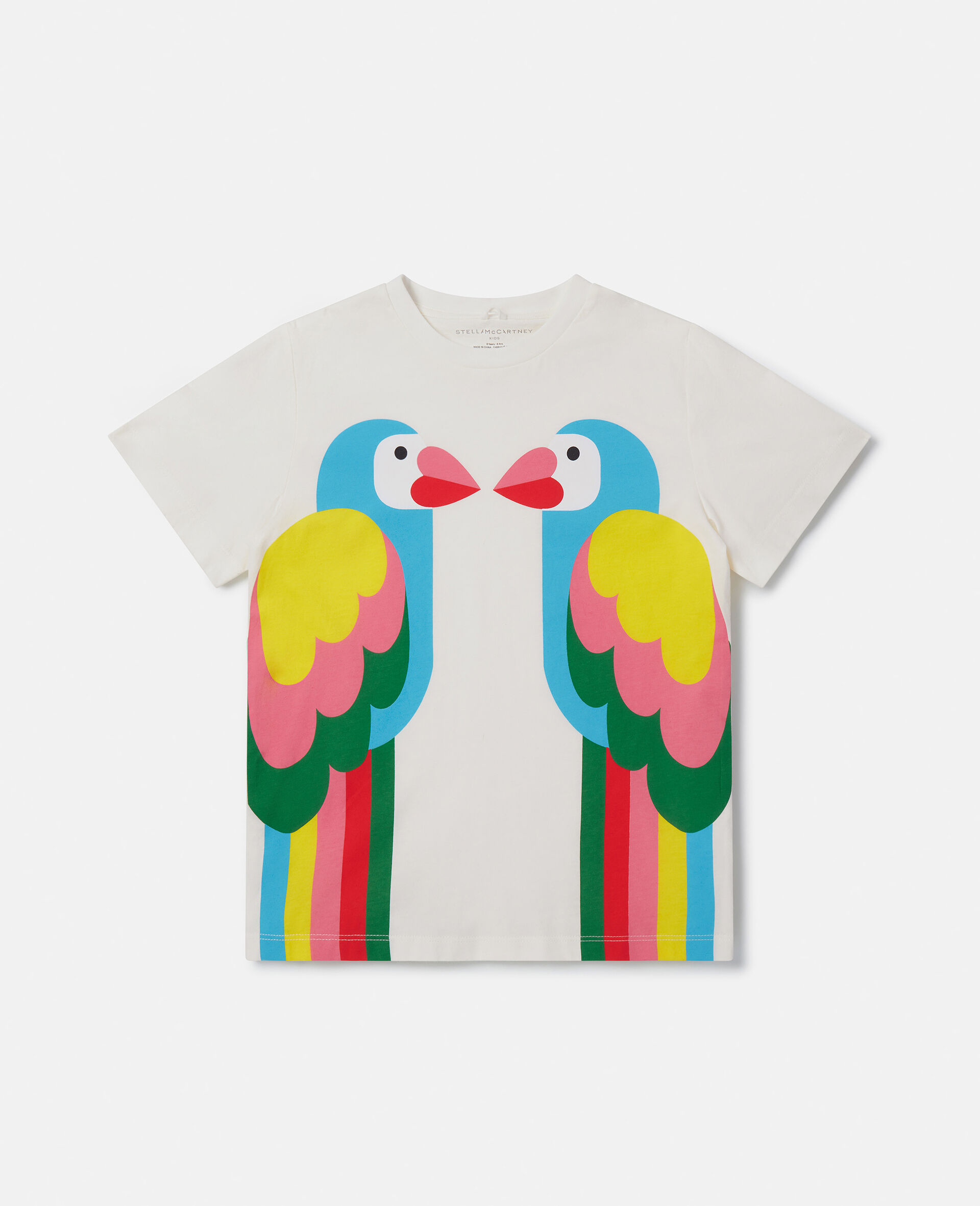 Double Baby Parrot Print T-Shirt-White-large image number 0