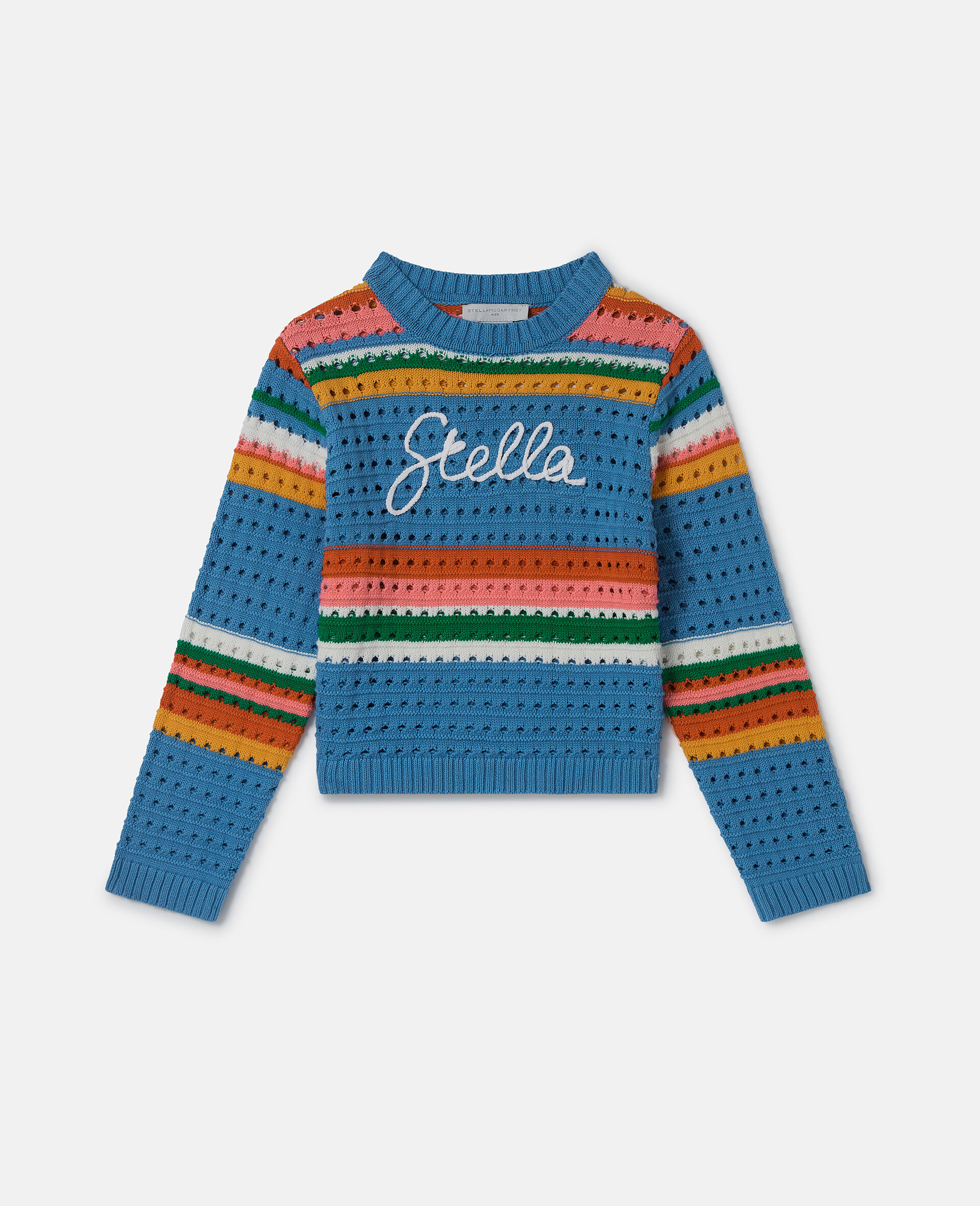 Stella Embroidered Crochet Jumper-Blue-large image number 0