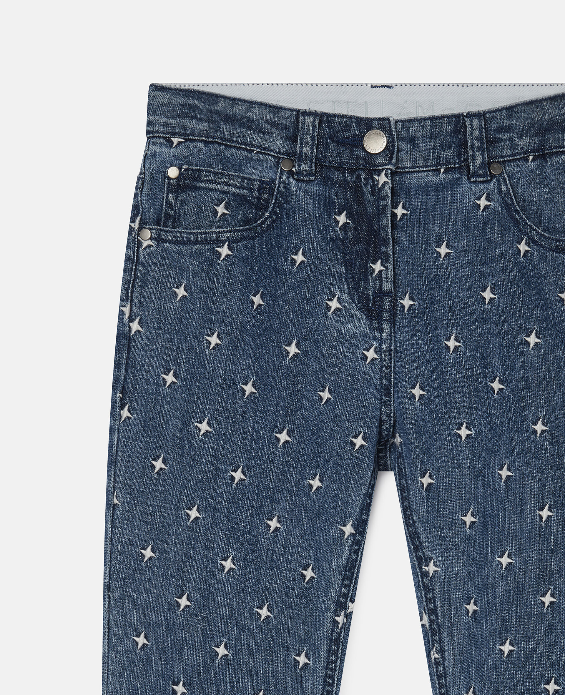 Embroidered Stars Denim Trousers-Blue-large image number 2