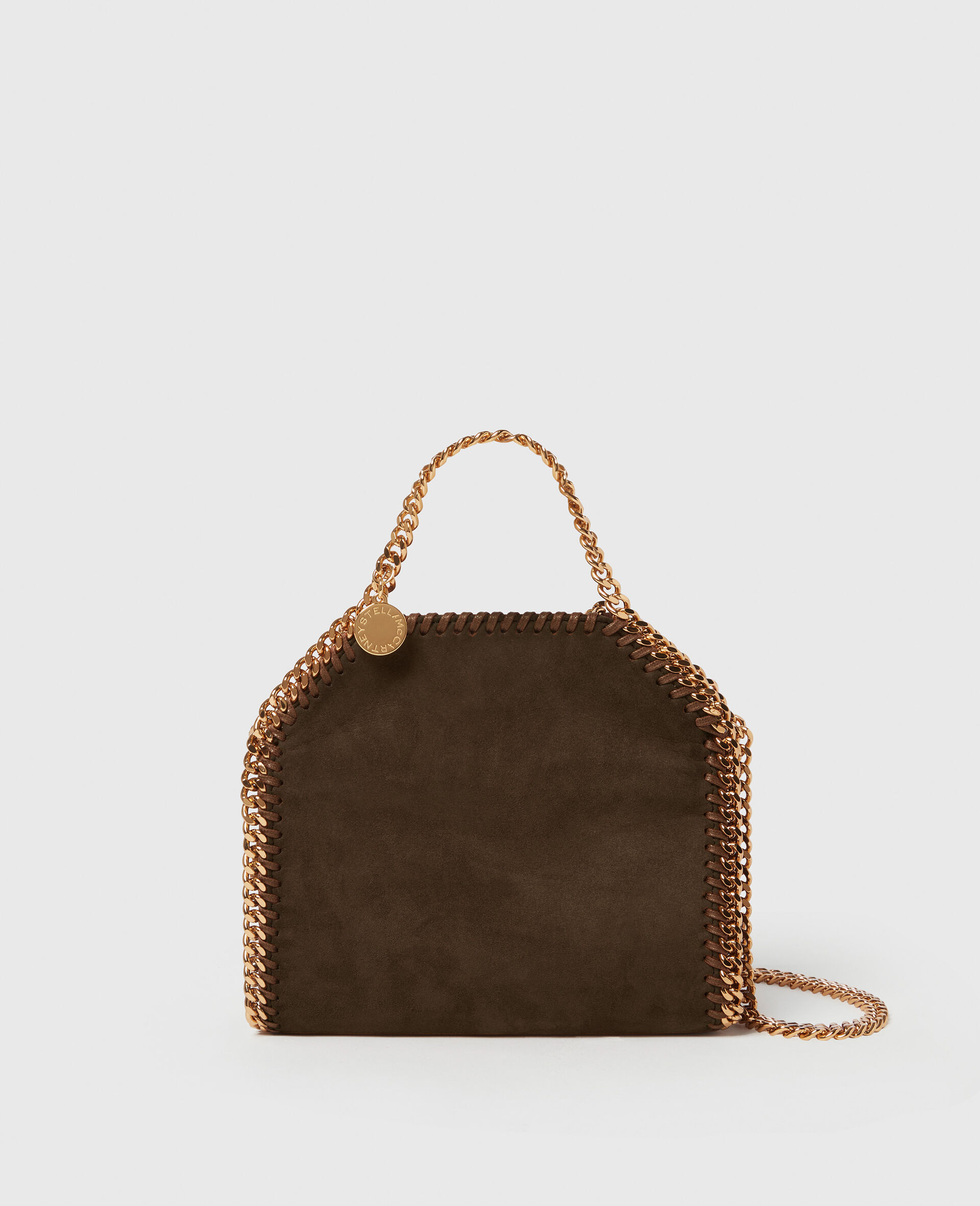Tote Falabella Micro in Suede-Marrone-medium