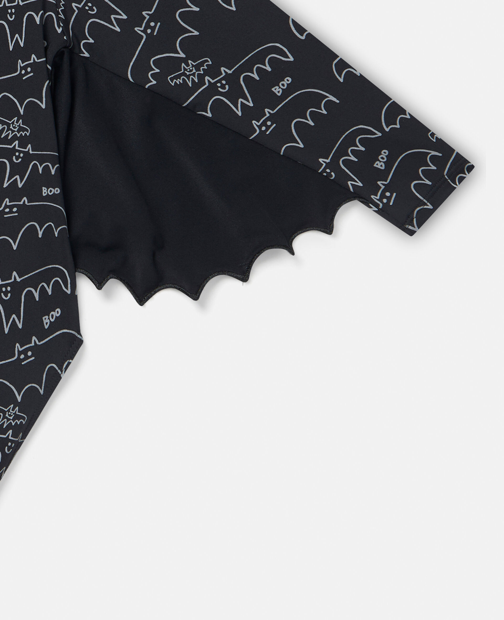 Halloween Bat Print Winged Bodysuit-Black-large image number 3