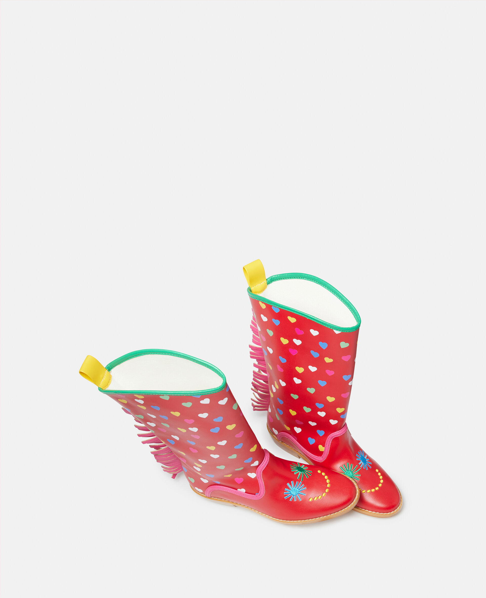 Cowboystiefel mit Herz Print und Fransen-Rot-large image number 3