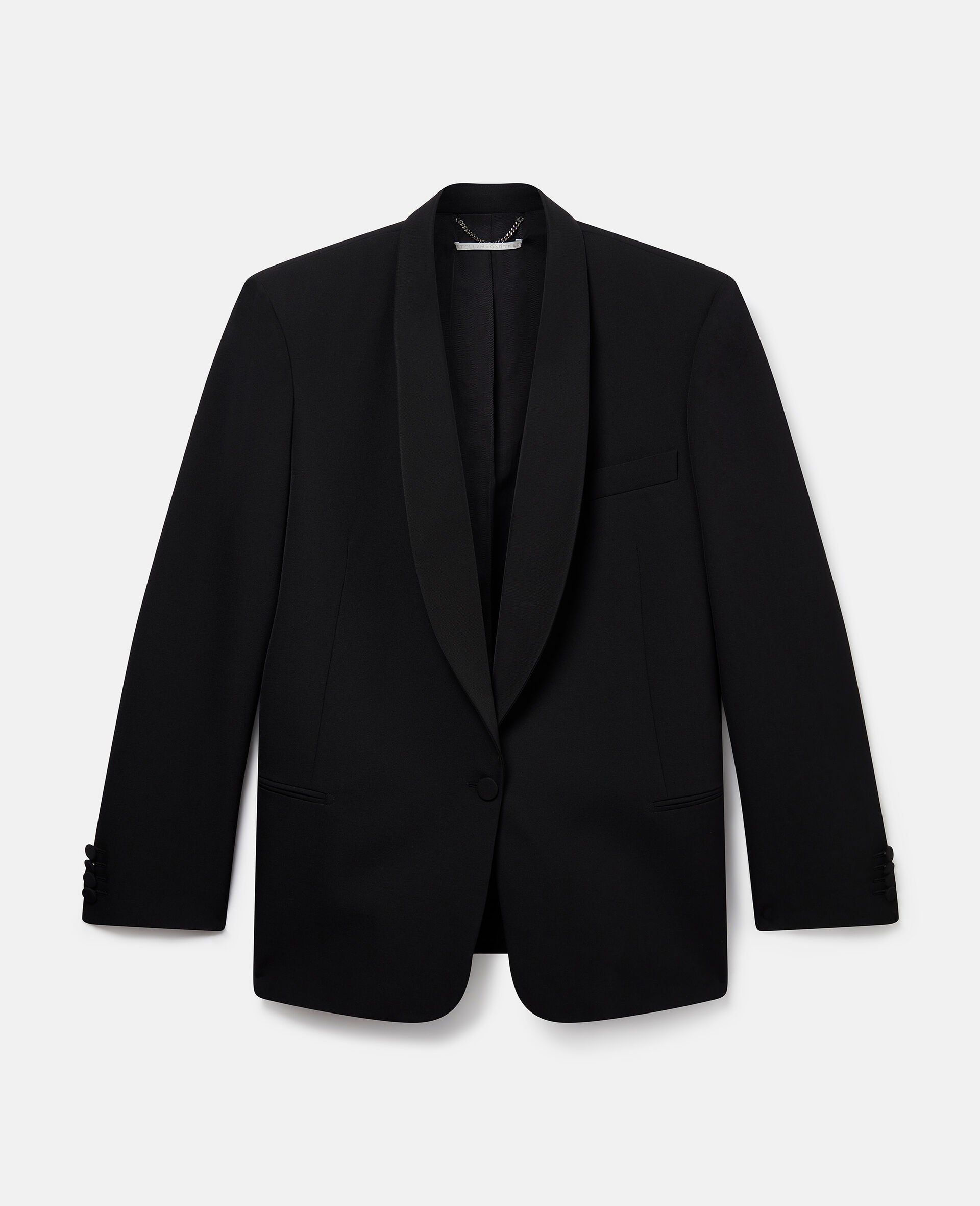 Wool Blazer with Shawl Lapels-Black-large image number 0