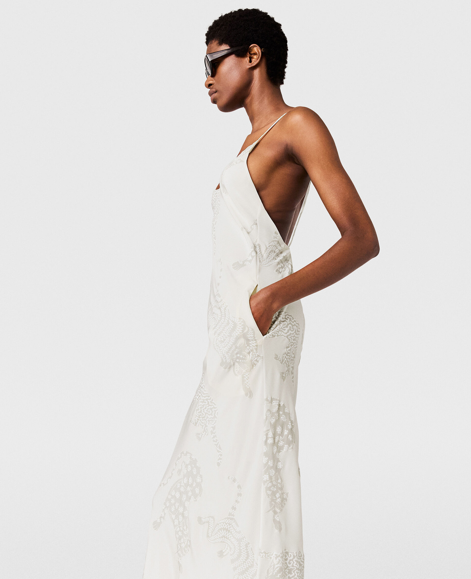 豹纹图案无袖中长连衣裙-米色-large 豹纹图案无袖中长连衣裙-米色-large image number 2