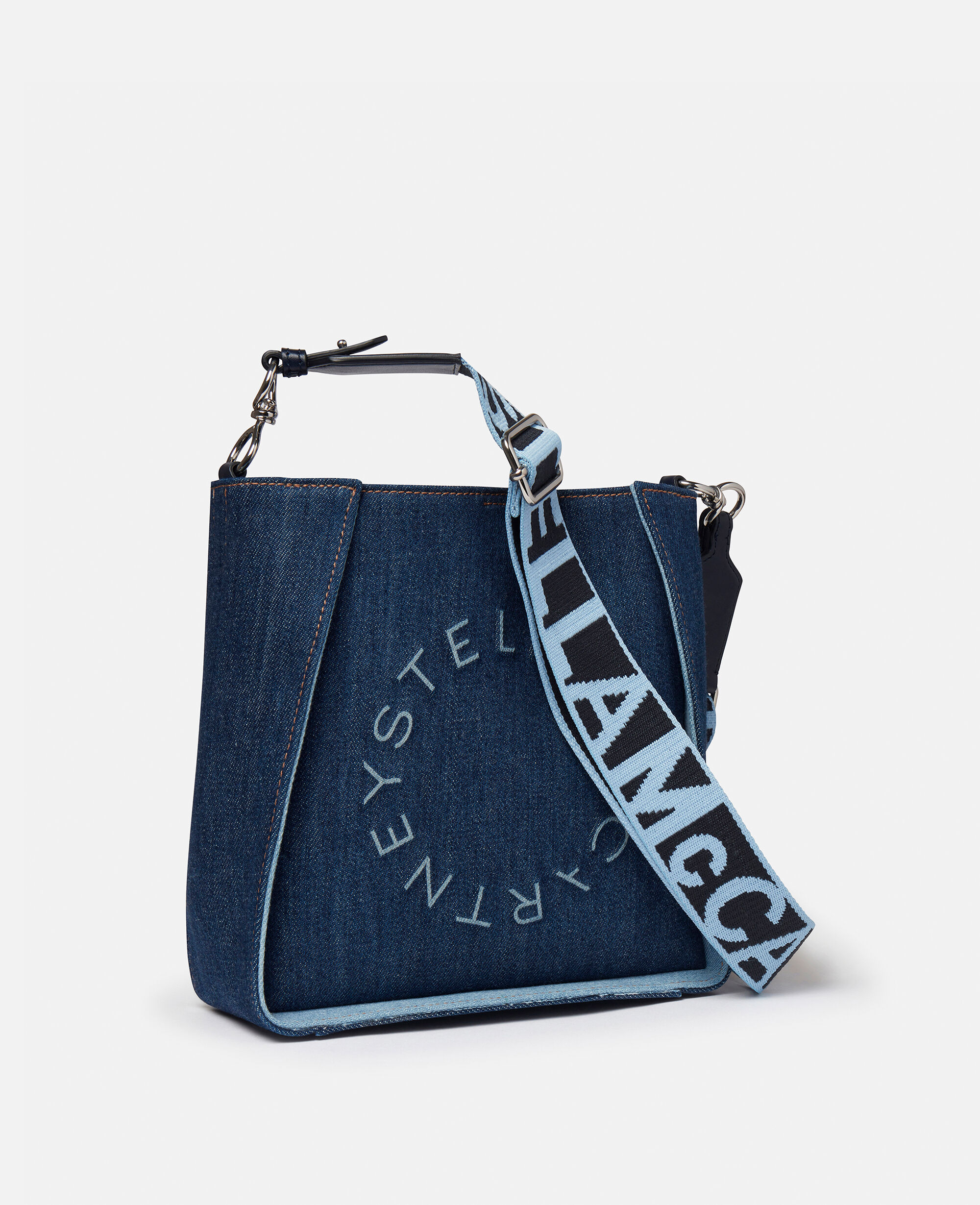 Women Smoky Blue Stella Logo Eco Denim Shoulder Bag | Stella Women Smoky Blue Stella Logo Eco Denim Shoulder Bag | Stella