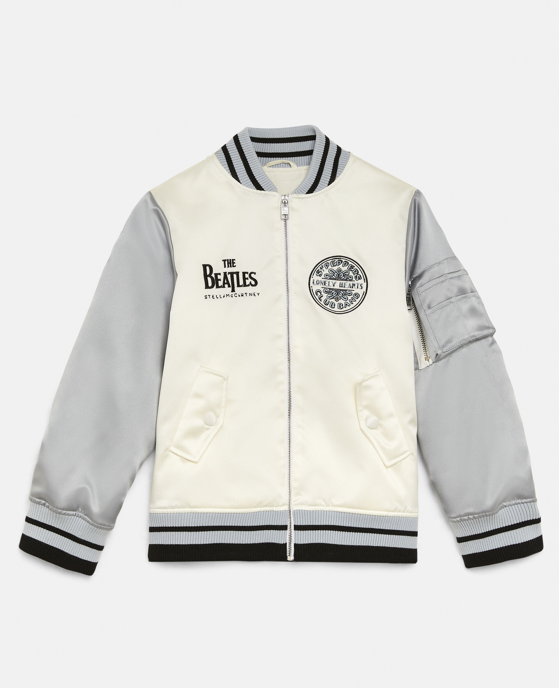 Get Back Satin Bomber Jacket -White-large image number 0