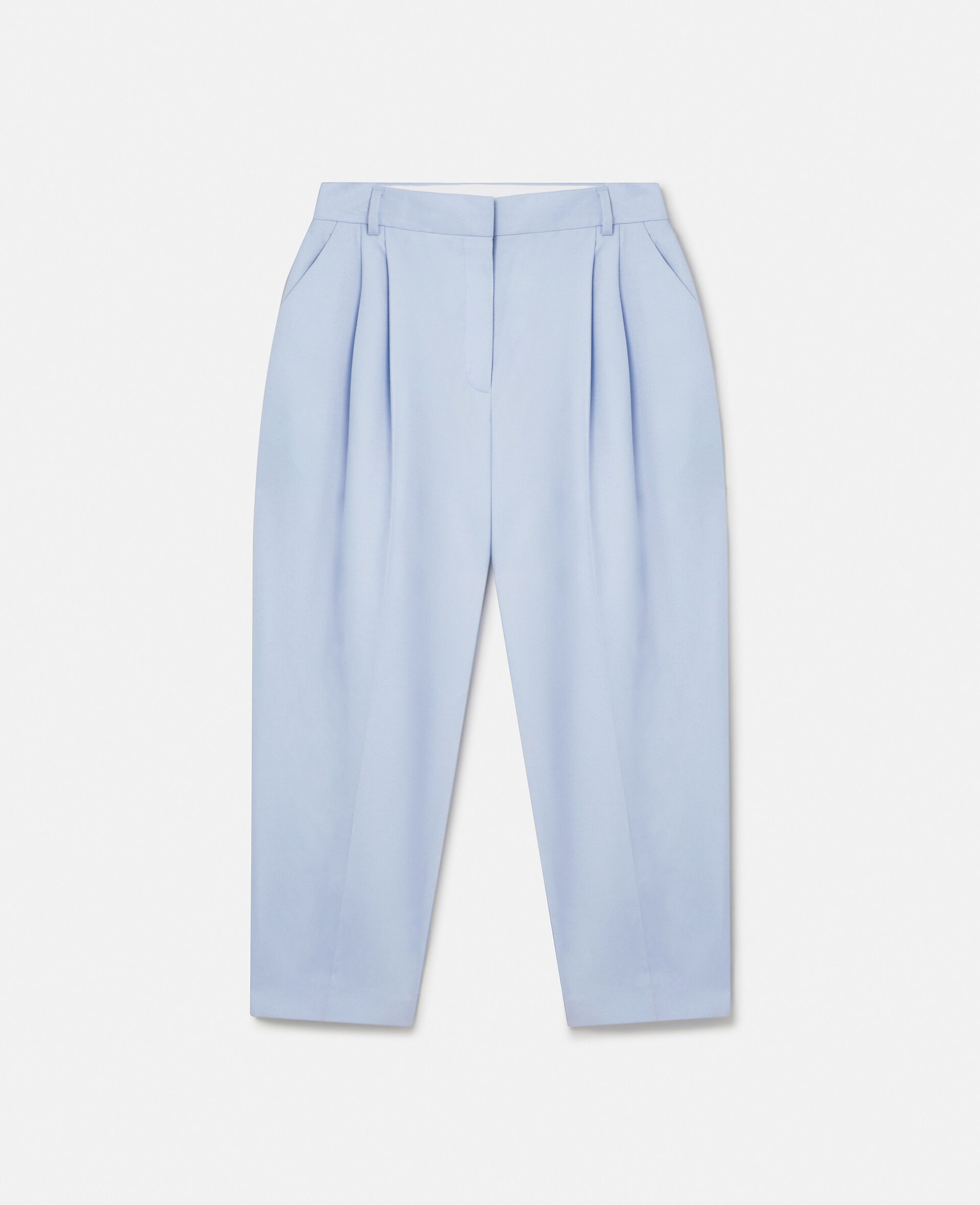 Cropped Pleated Trousers-Blue-large image number 0