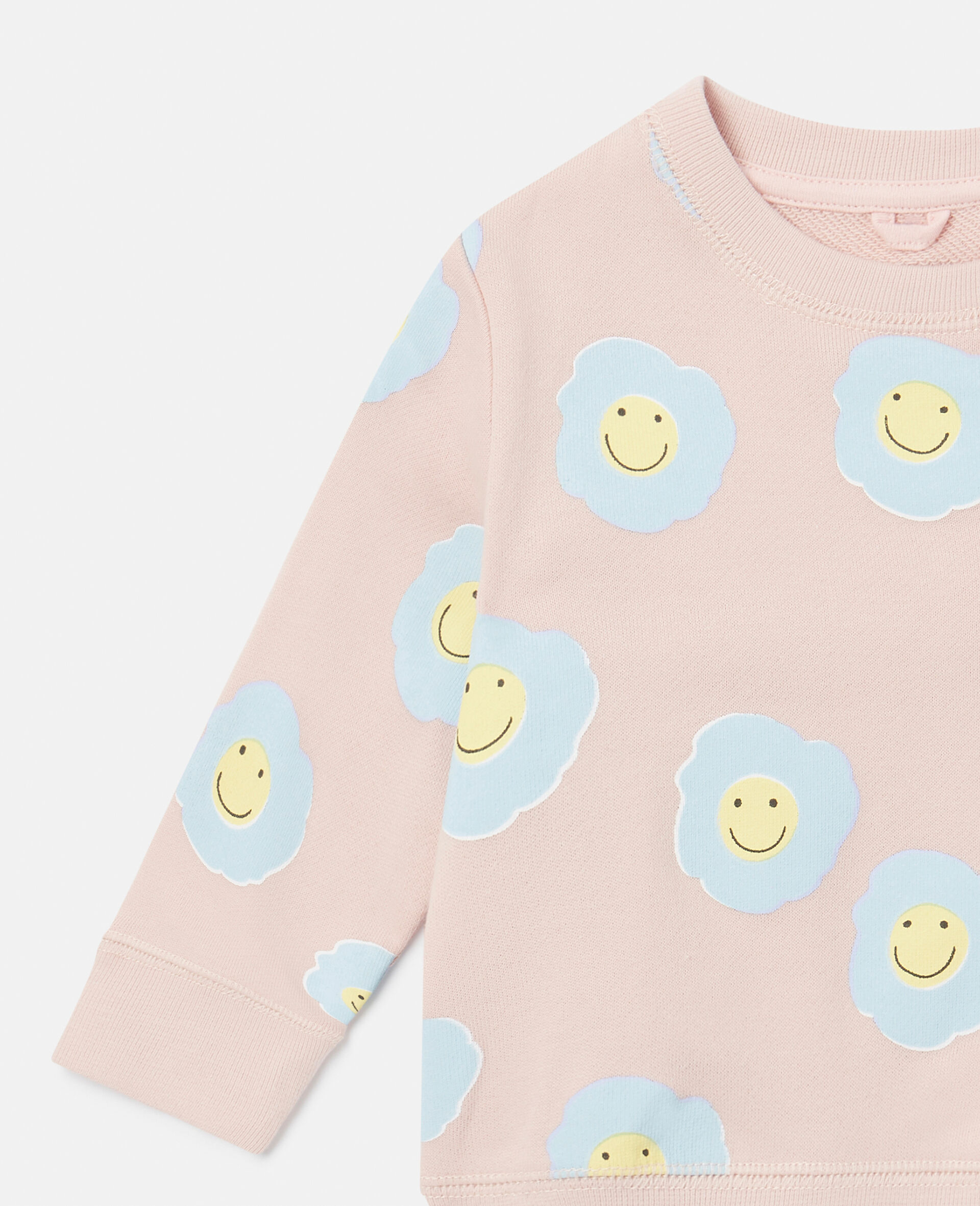 Smiley Flower Print Sweatshirt-Pink-large image number 1