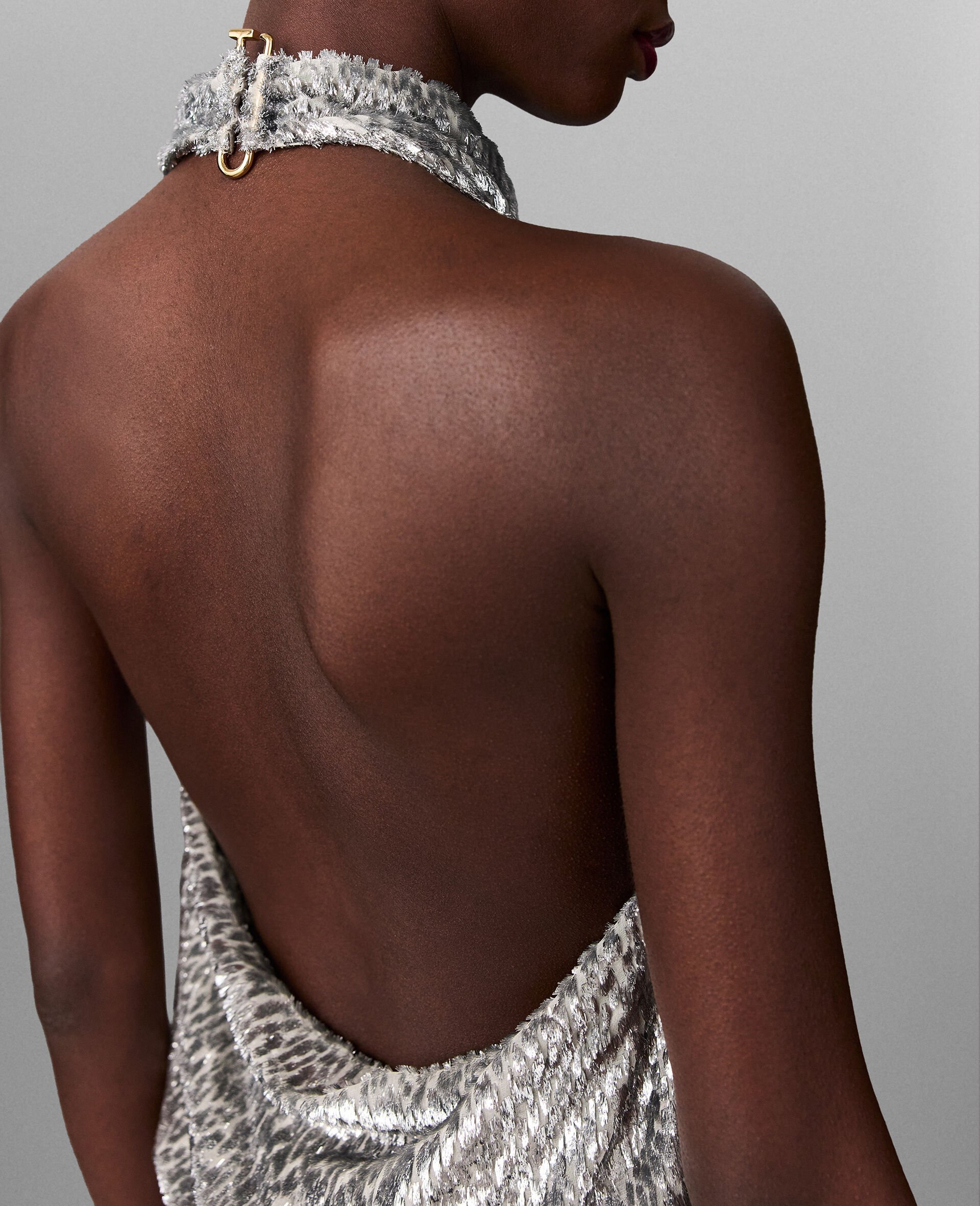 Metallic Velvet Halterneck Top-Silver-large image number 4