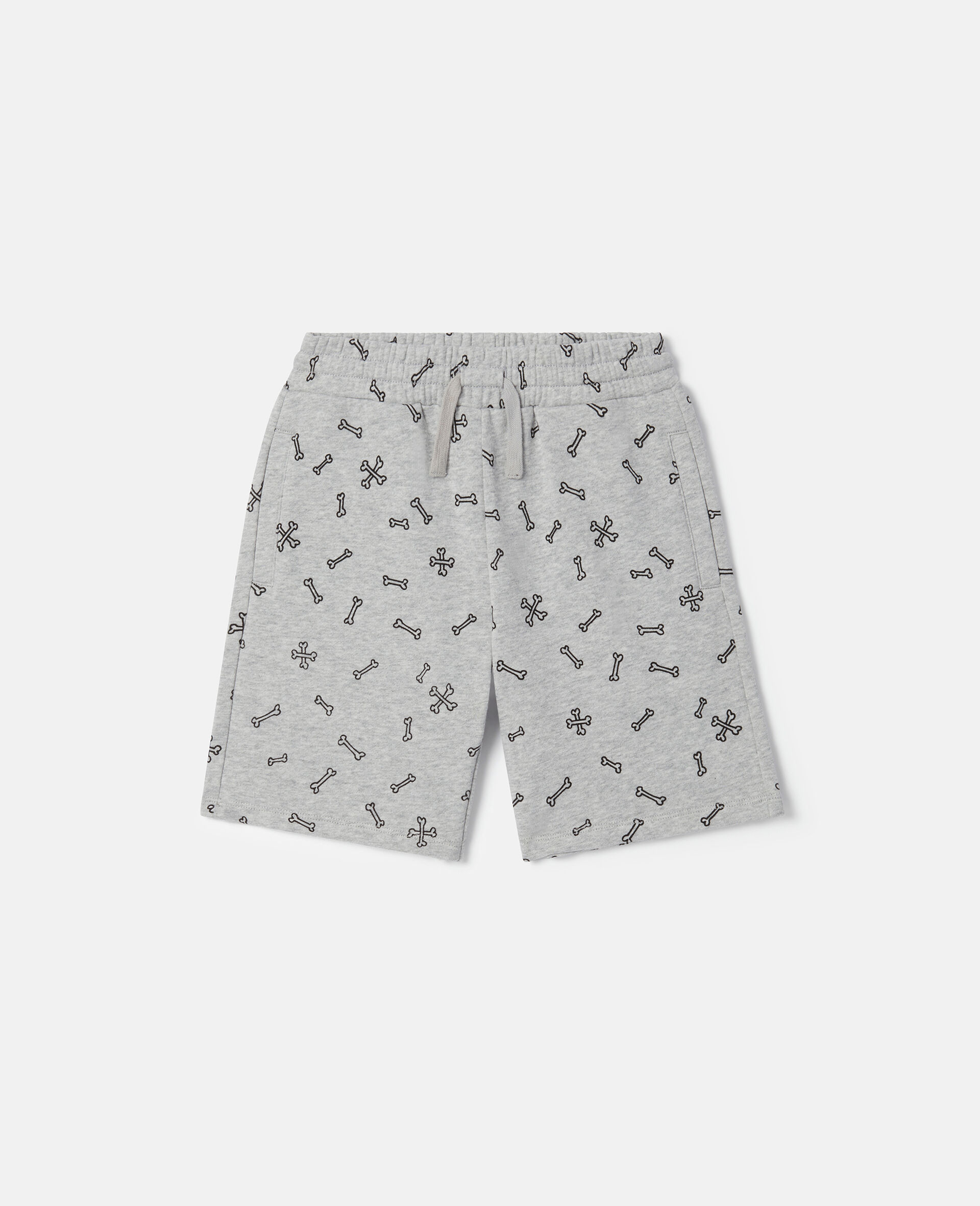 Bones Print Sweat Shorts-Grey-large