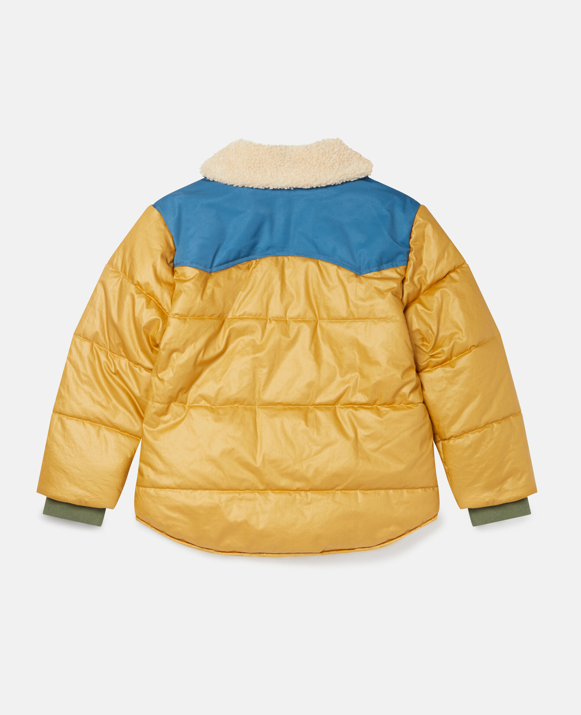 Waxed Cotton Teddy Puffer Jacket-Brown-large image number 2