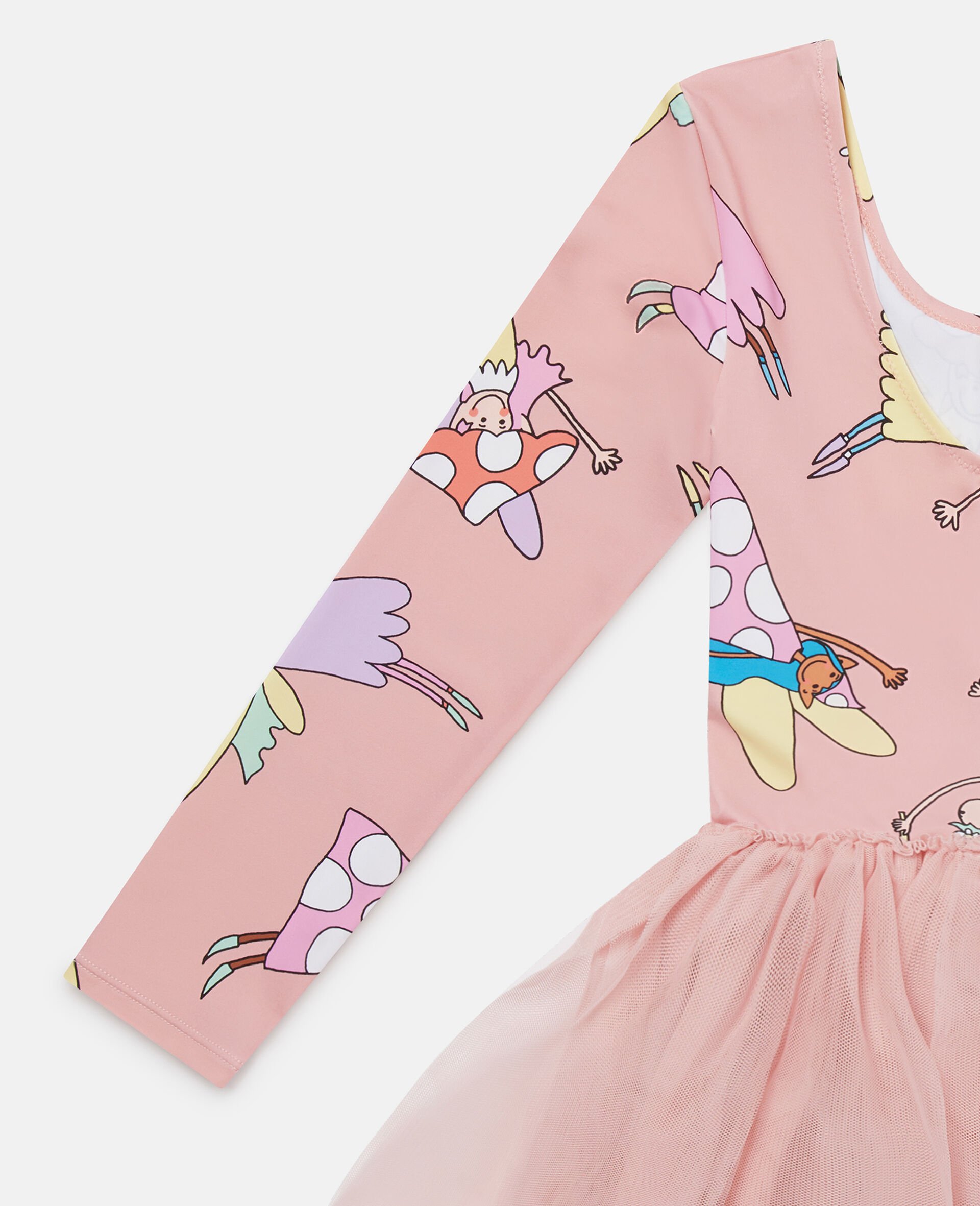 Fairies Print Tulle Petals Dress-Pink-large Fairies Print Tulle Petals Dress-Pink-large image number 1
