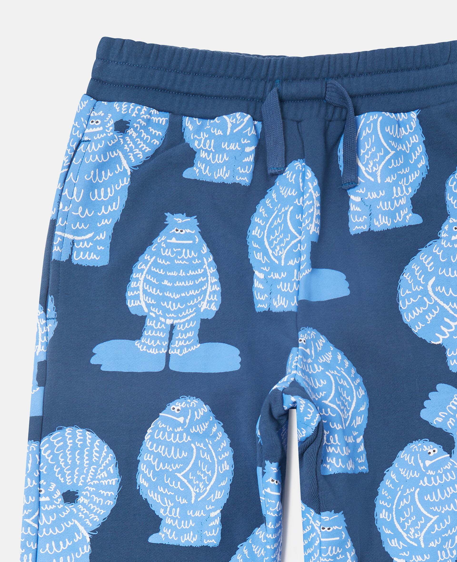 Monster Print Drawstring Joggers-Blue-medium Monster Print Drawstring Joggers-Blue-medium