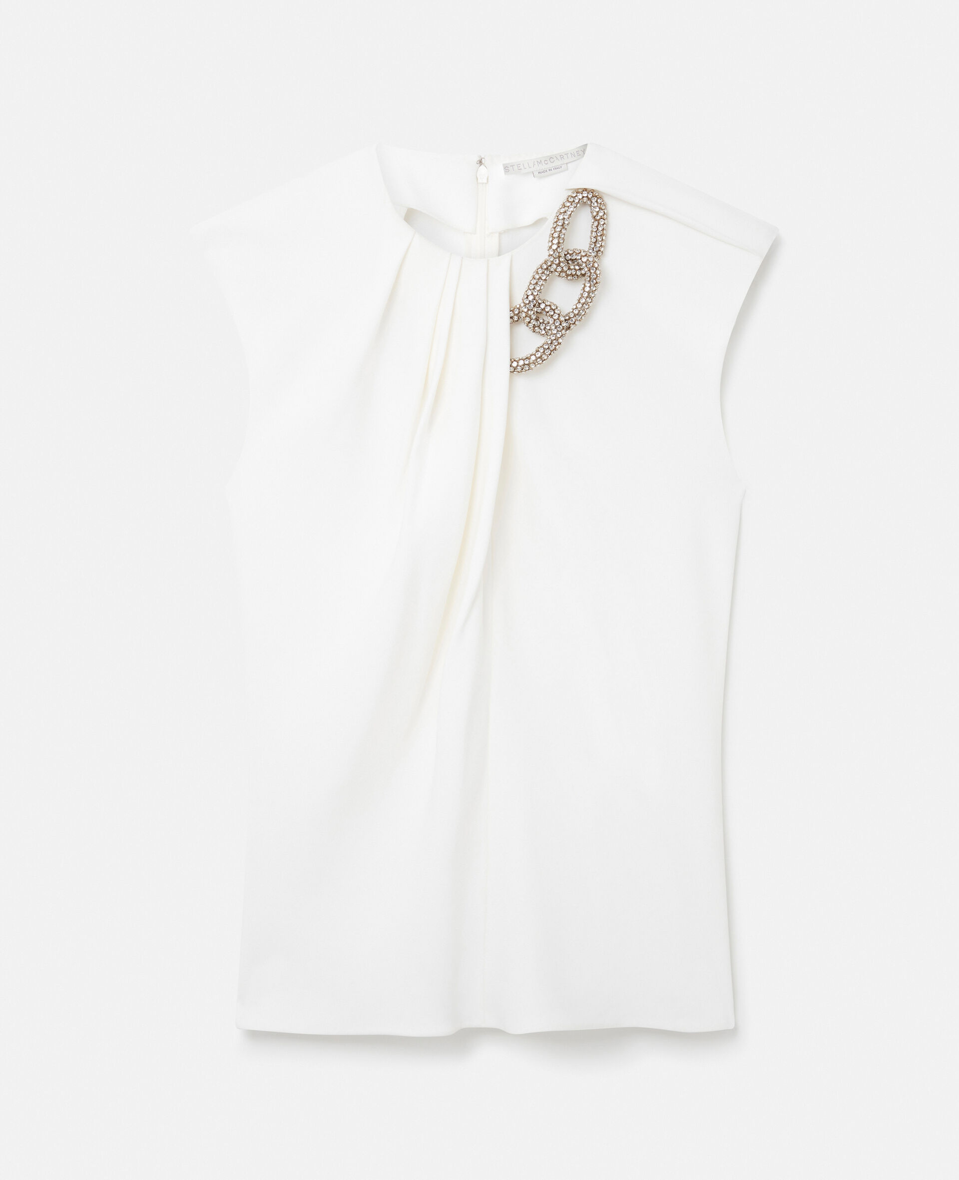 Falabella Crystal Chain Sleeveless Top-White-large image number 0