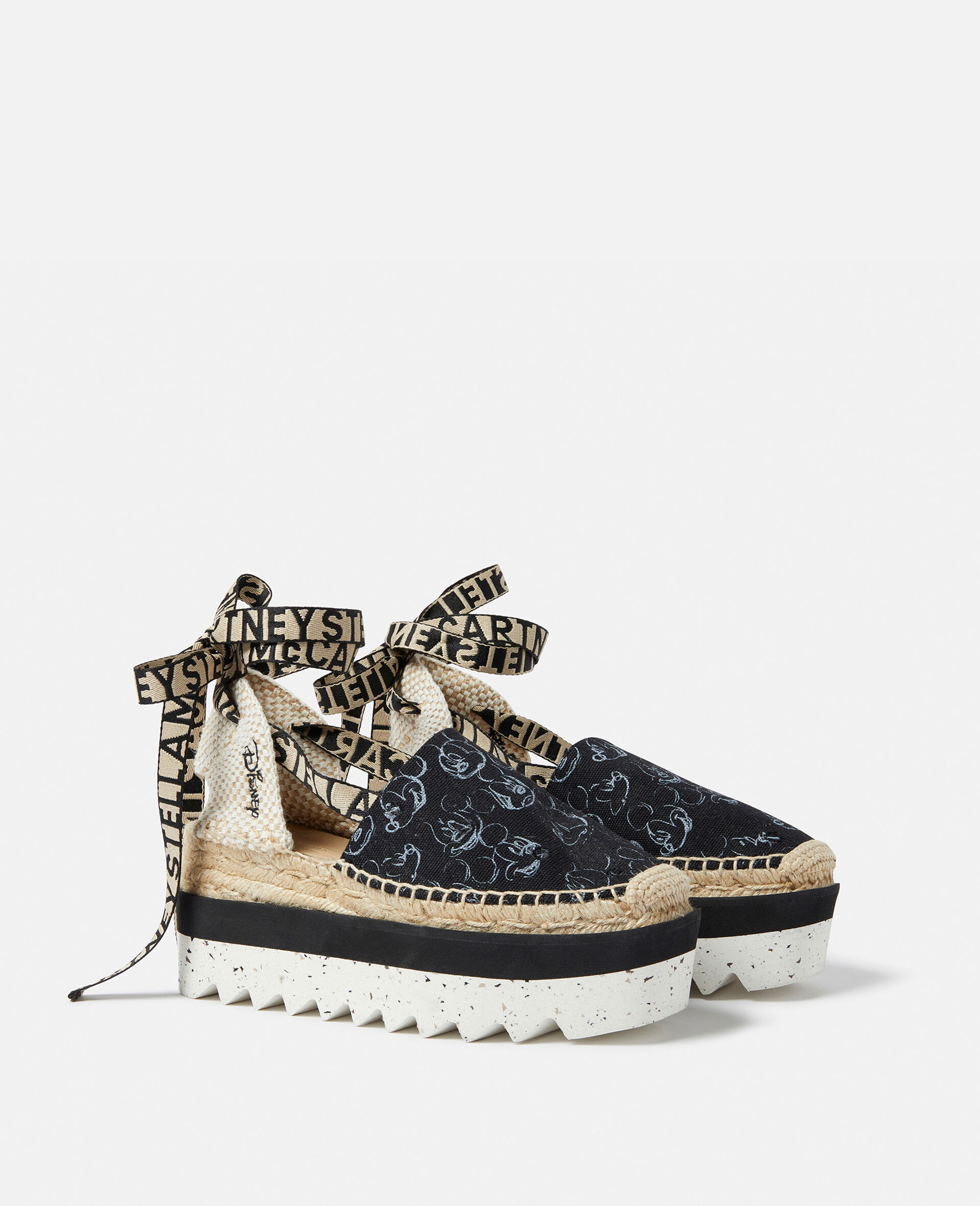 Women Black White Beige Fantasia Mickey Gaia Platform Espadrilles | Stella McCartney QA