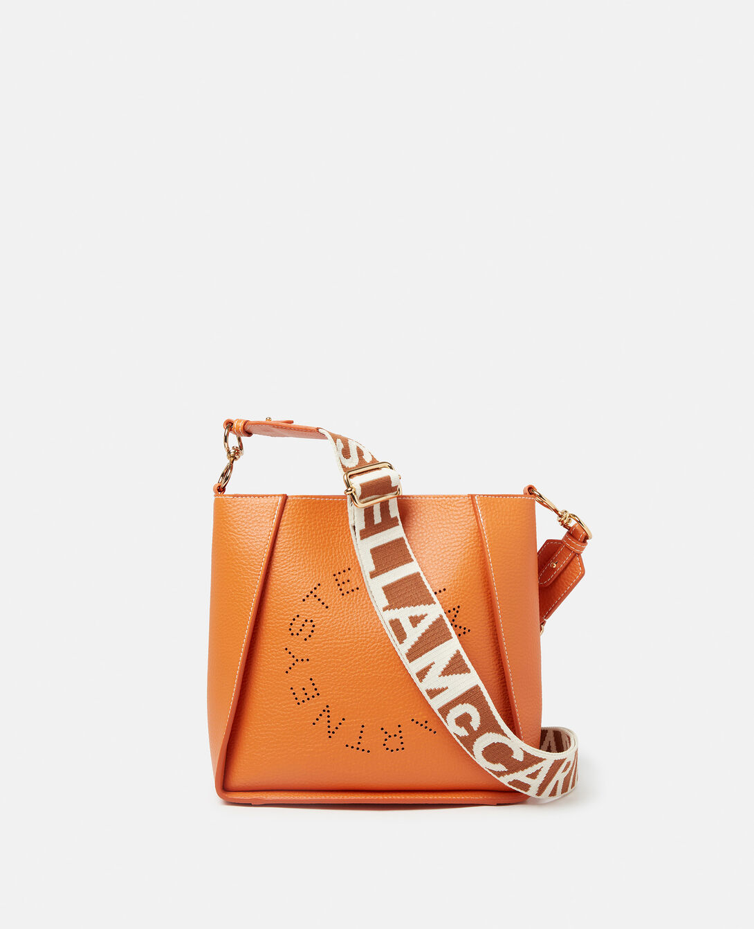 Women Orange Logo Grainy Alter Mat Shoulder Bag