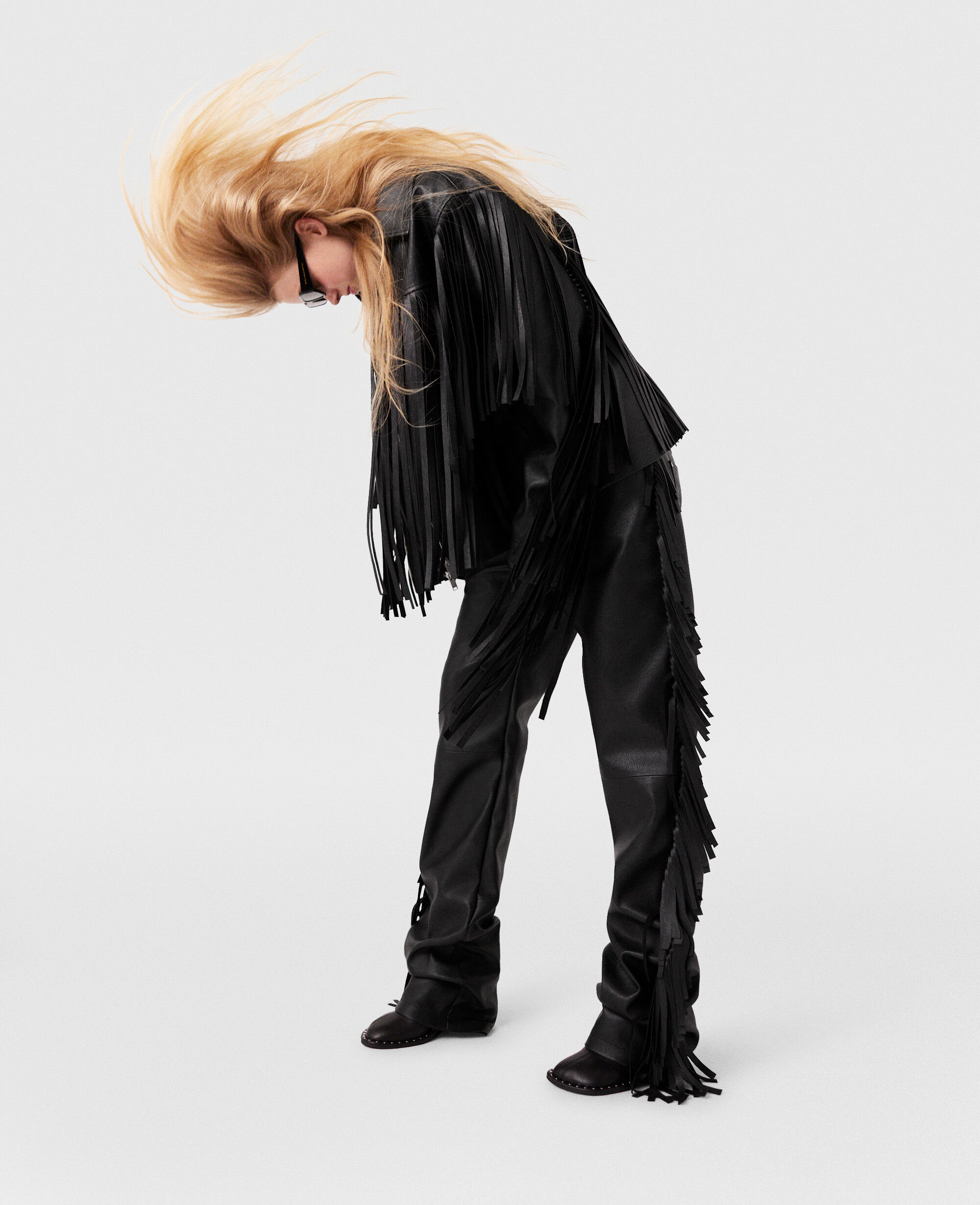Women Midnight black Fringe Alter Mat Jacket Stella McCartney US