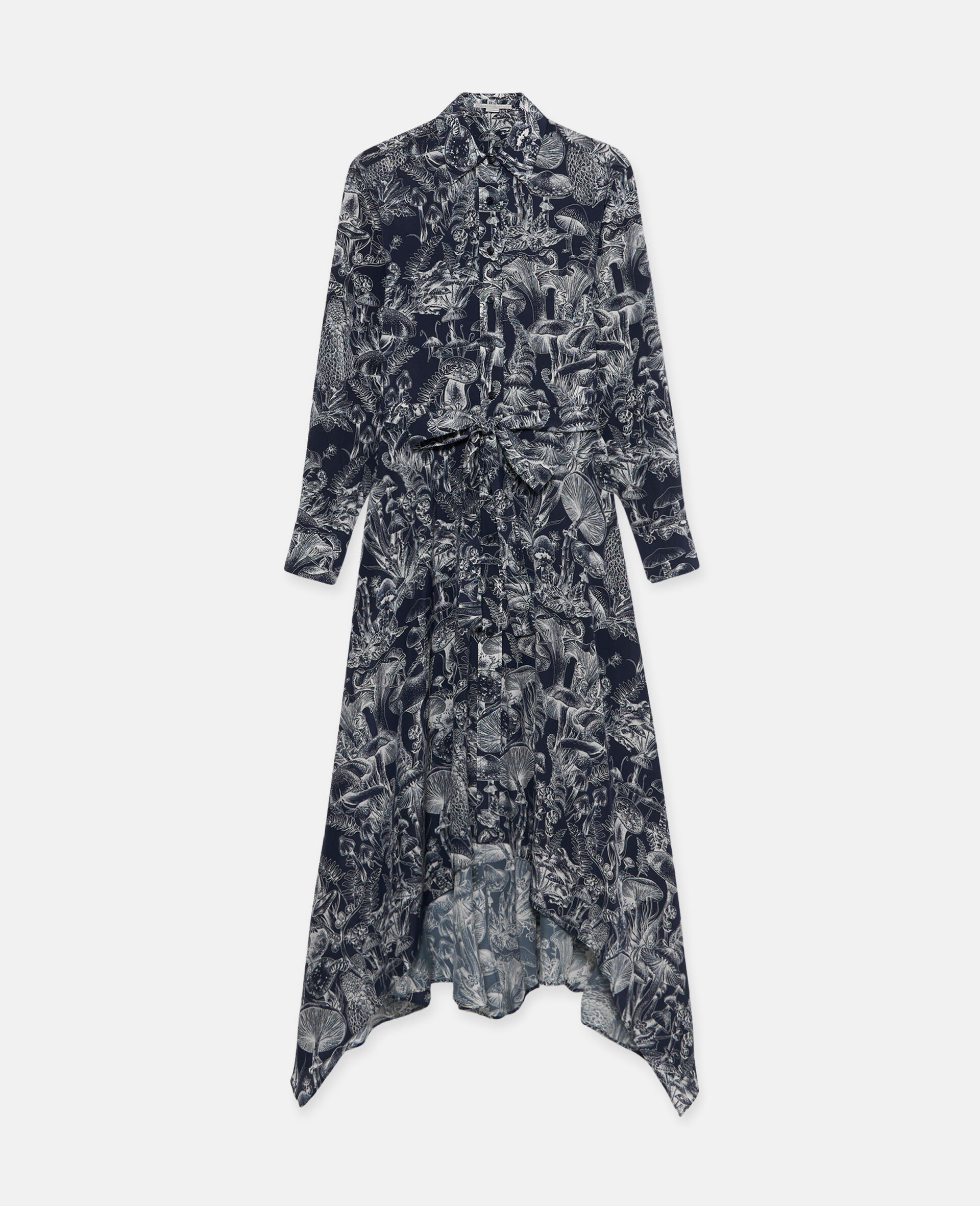 Fungi Forest Print Silk Shirt Dress -Multicolour-large image number 0