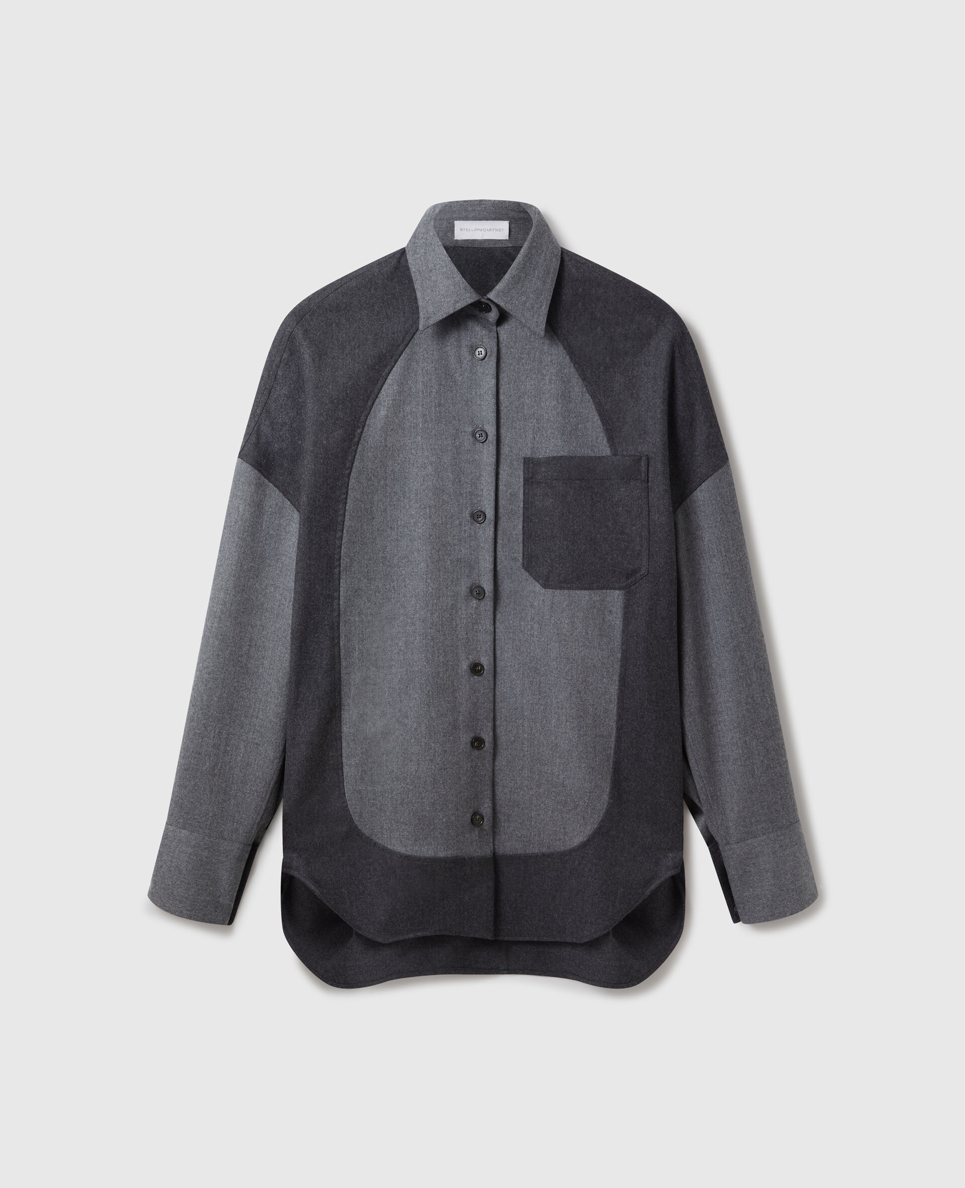 Panelled Oversized Shirt-Grey-medium