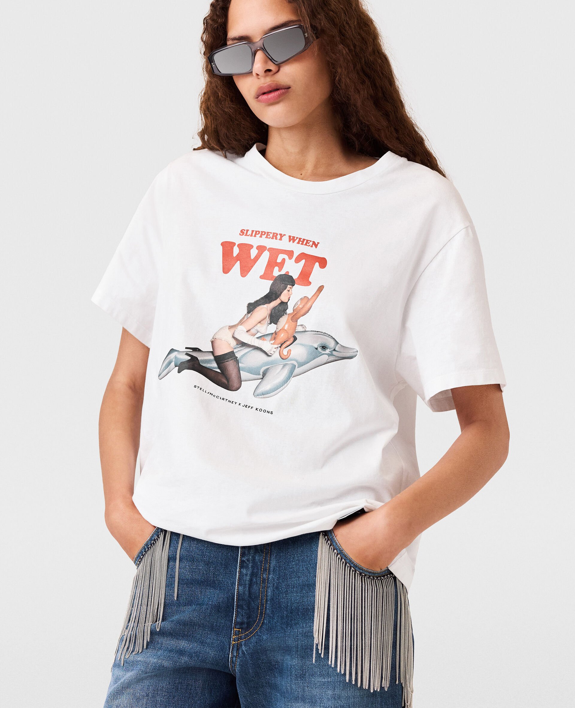 Jeff Koons Slippery When Wet T-Shirt-White-model