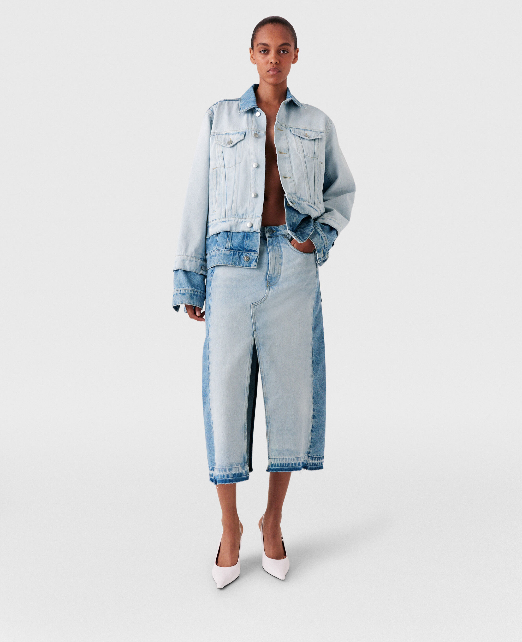 Women s Skirts Midi Denim Vegan Leather Stella McCartney US