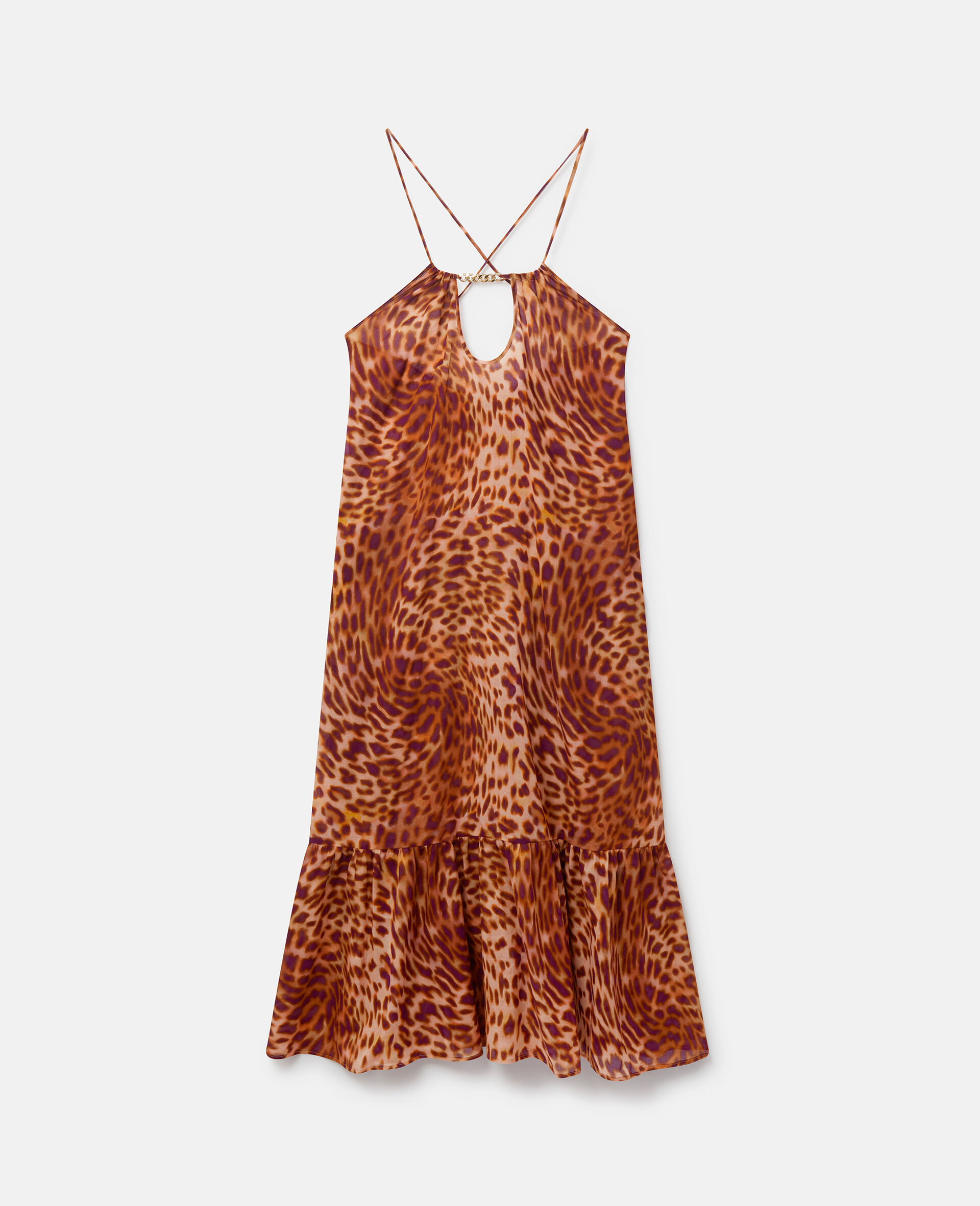 Blurred Cheetah Print Long Beach Dress-Pink-medium