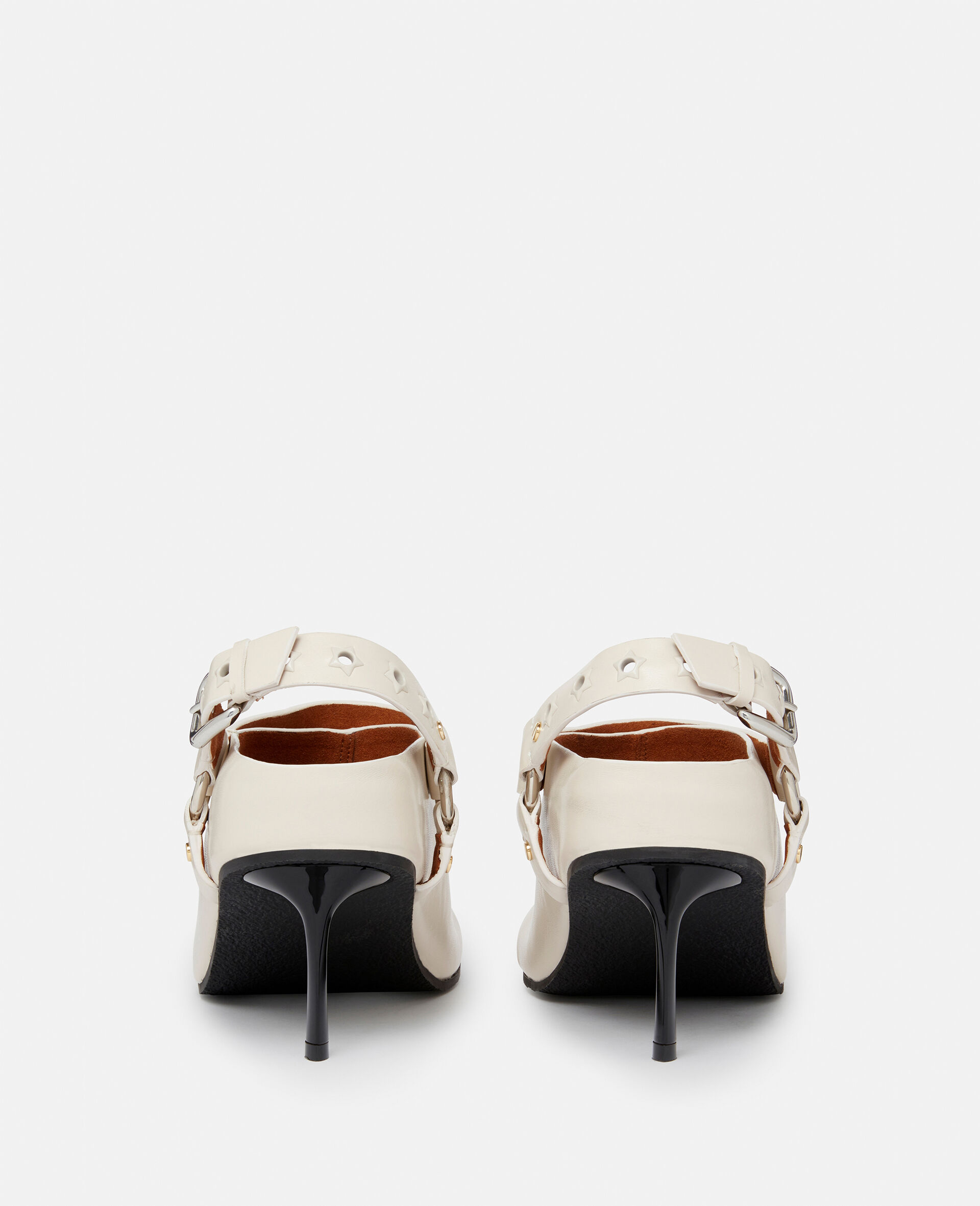 Elyse Studded Heeled Clogs -White-large image number 3