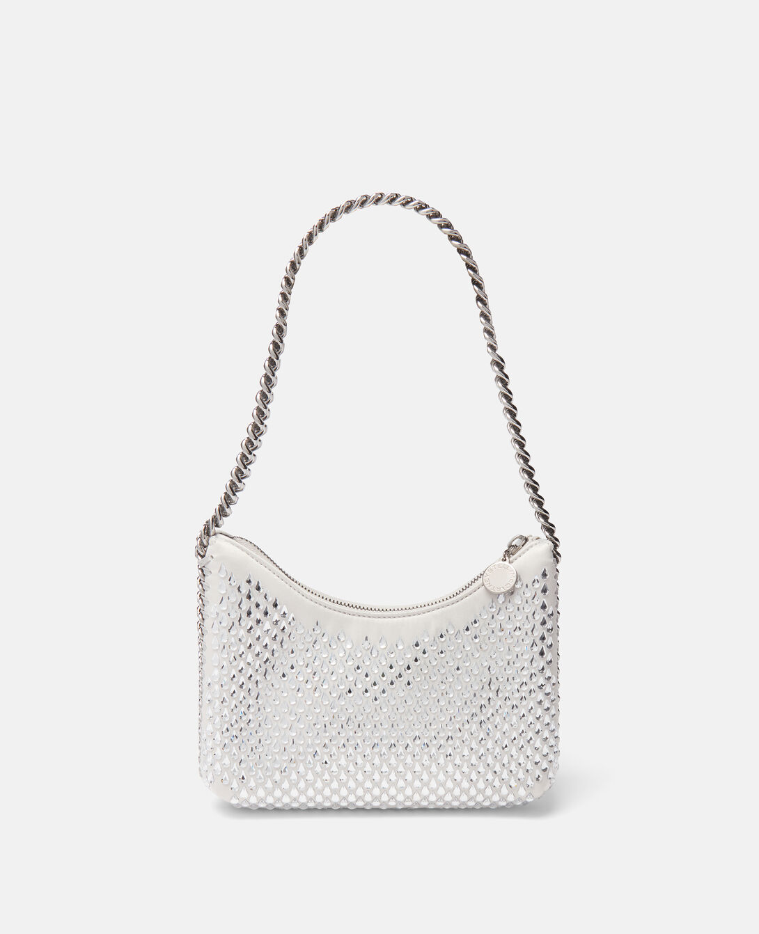 Women シルバー ファラベラ クリスタル メッシュ ミニ ジップ 