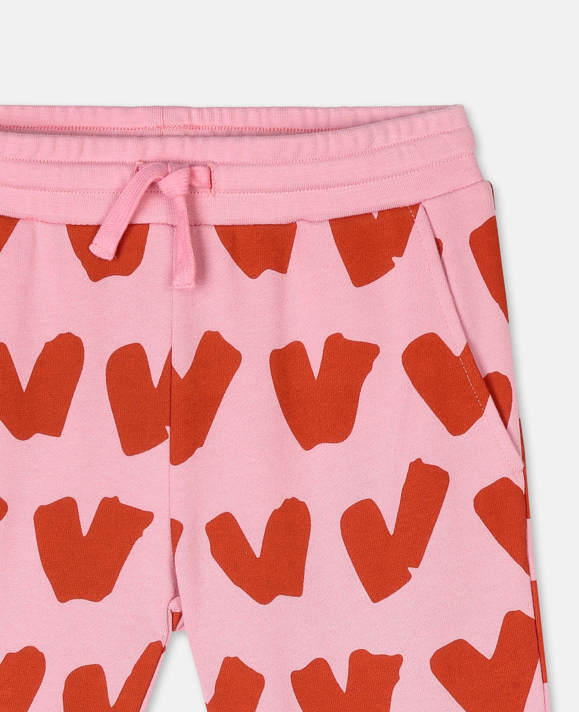 Hearts Cotton Fleece Joggers -Pink-large image number 1