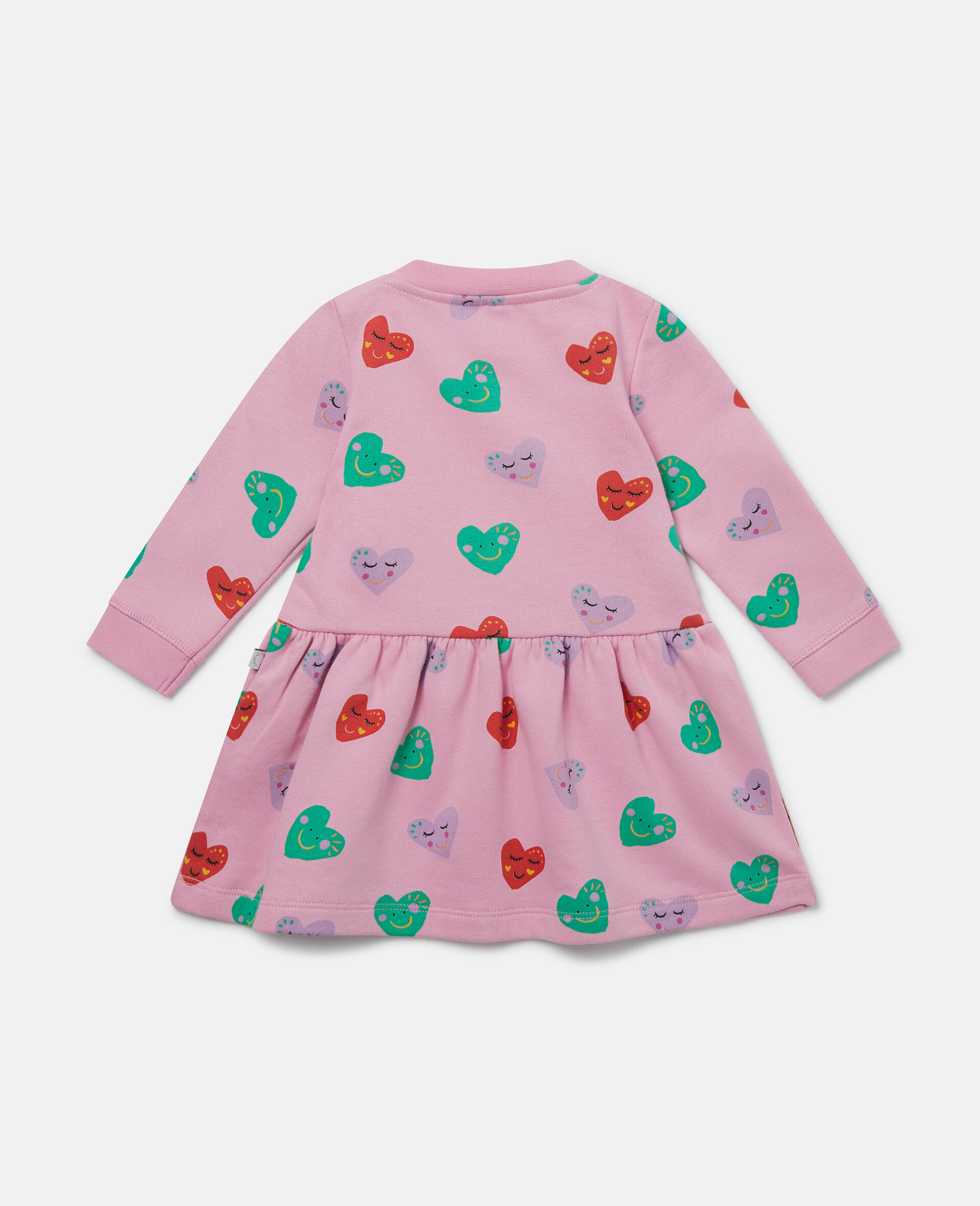 Smiling Heart Print Skater Dress-Pink-large image number 2