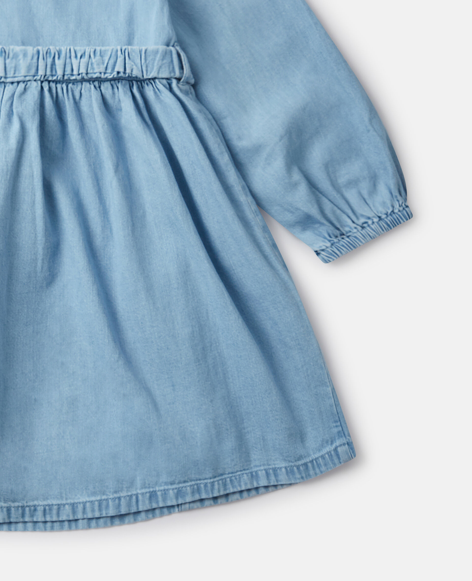 フラワーグラフィック バックル ロングスリーブ ドレス-ブルー-large image number 4