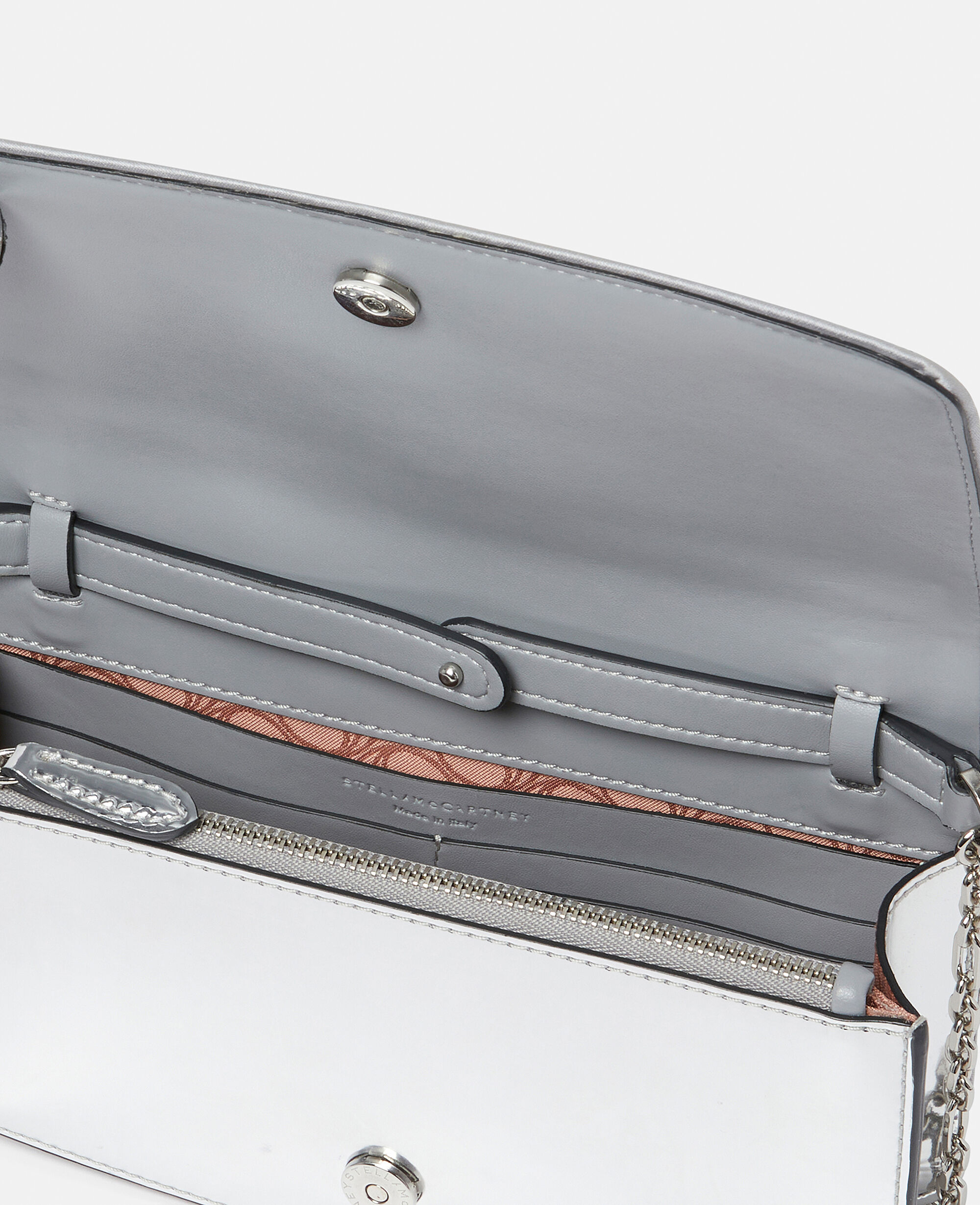 SALE♪関税込【Stella McCartney】S WAVE LONG WALLET Women Silver S-Wave Sequinned Wallet on Strap | Stella