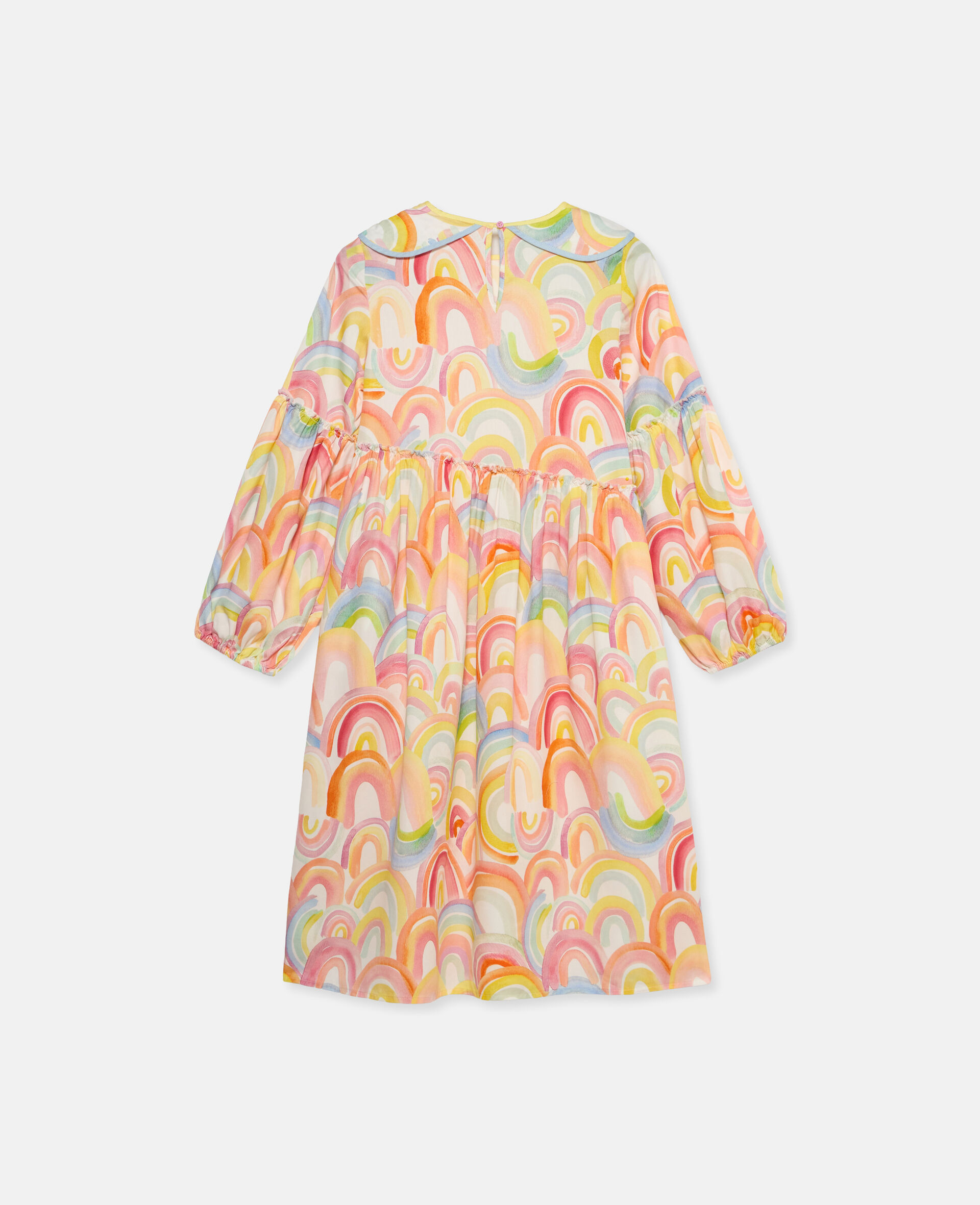 Watercolour Rainbow Print Skater Dress-Blue-large Watercolour Rainbow Print Skater Dress-Blue-large image number 1