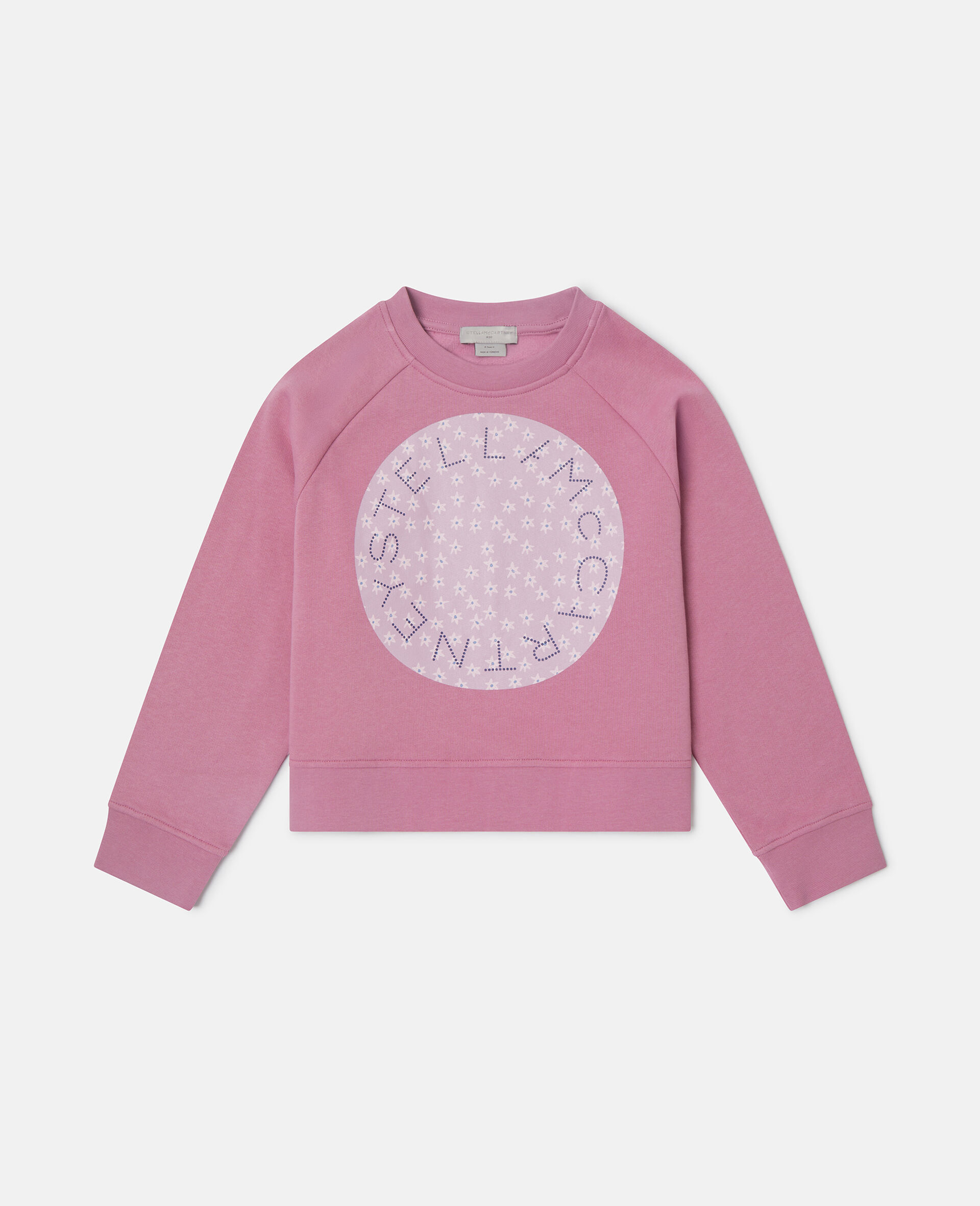 Sweat shirt graphique a col ras du cou avec logo-Rose-medium