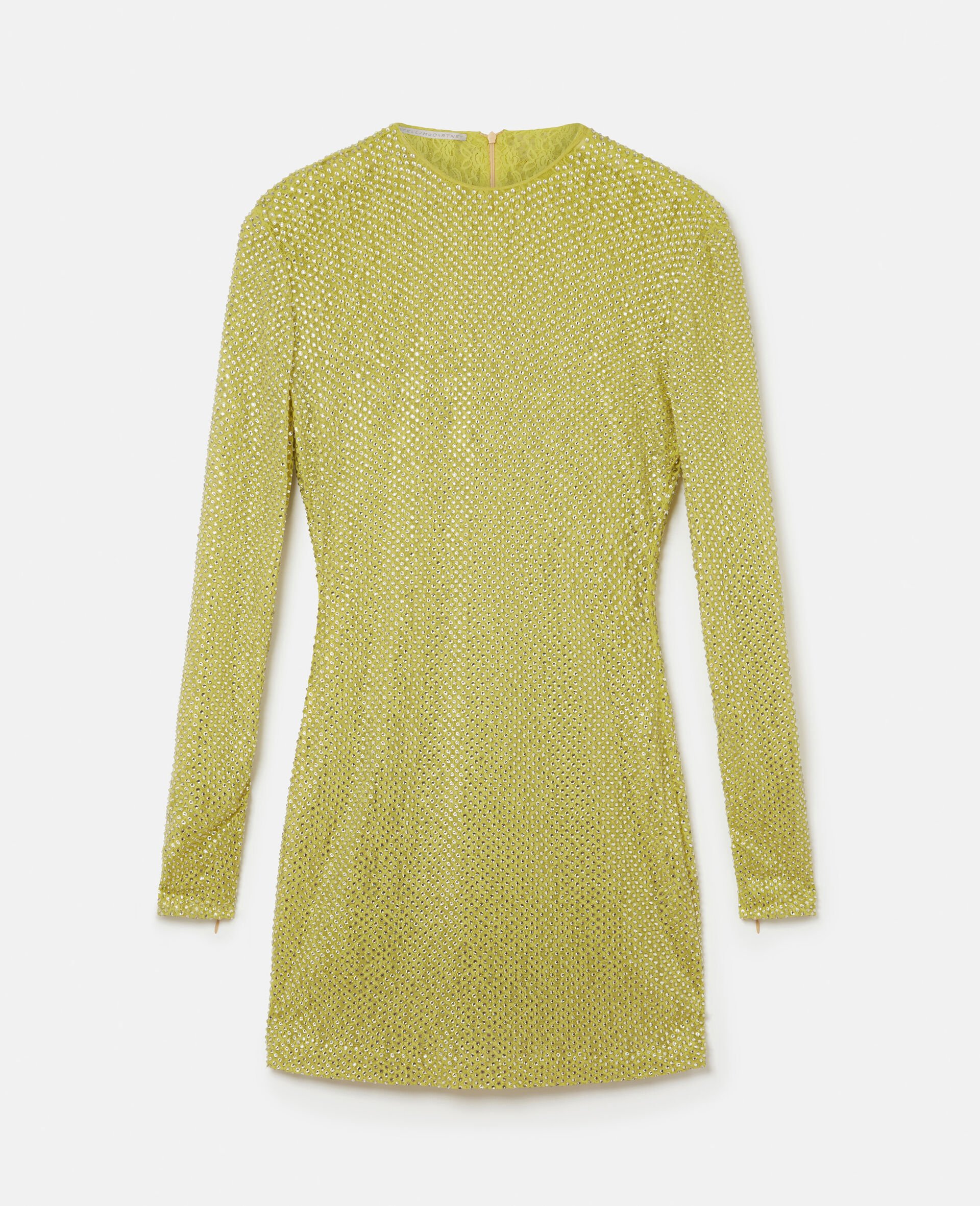 Crystal Lace Long-Sleeved Mini Dress-Green-large image number 0